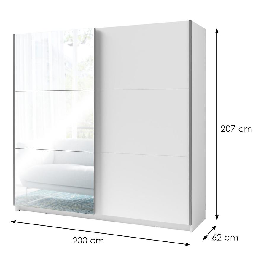 MO Arsala III 11 Sliding Wardrobe with Mirror 200cm– White