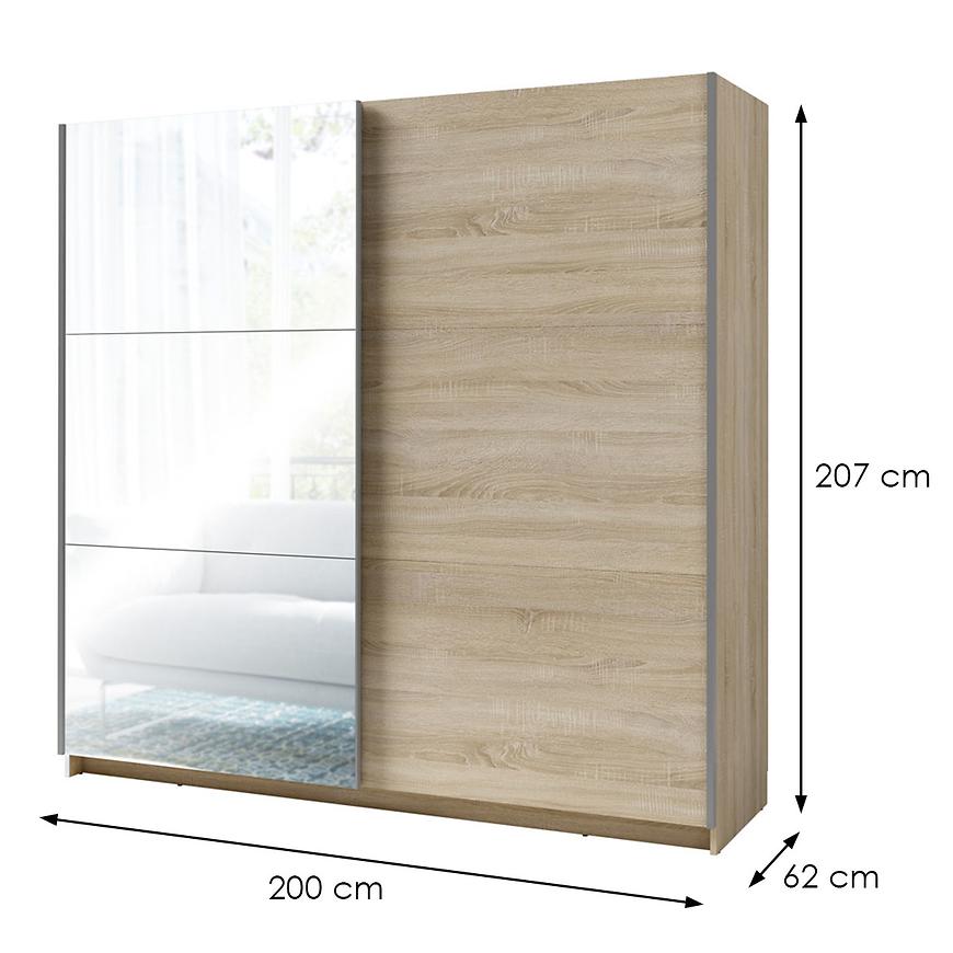 MO Arsala III 11 Sliding Wardrobe with Mirror 200 cm – Sonoma Oak