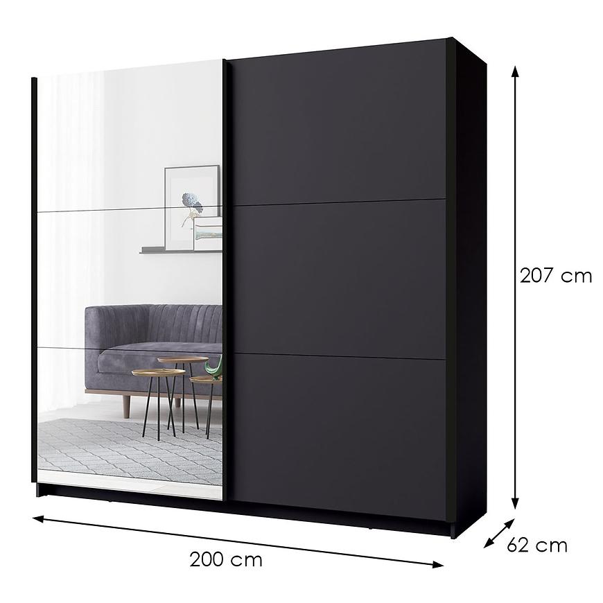 MO Arsala III Sliding Wardrobe 200 cm– Graphite