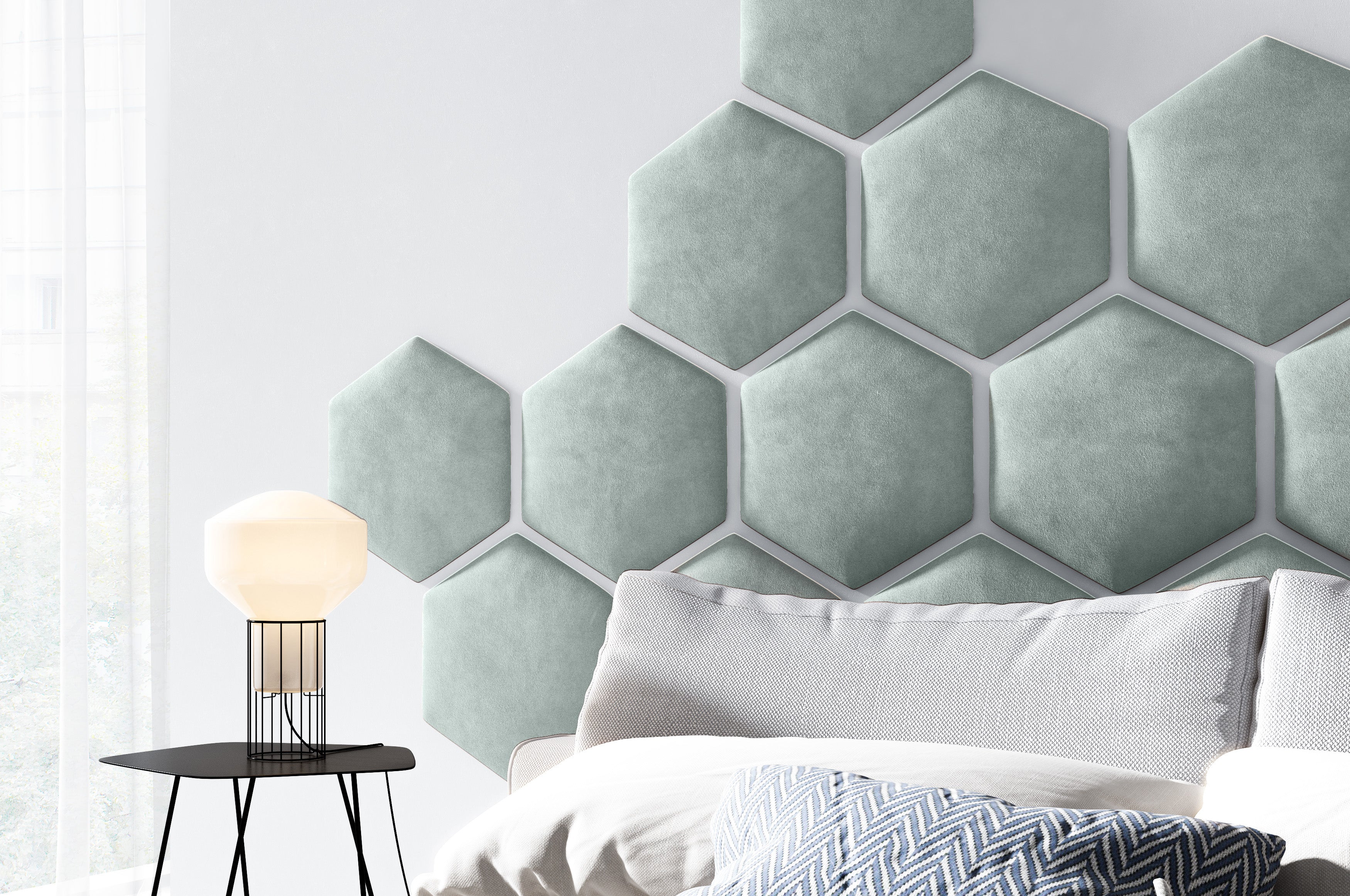 Upholstered Wall Panels Honeycomb 40.5x35.3 cm
