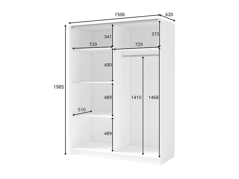 MO Bayadero Wardrobe – White 150 cm