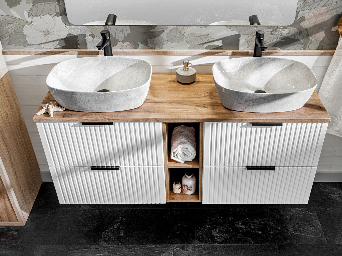 Anna Dark Beige Marble Countertop Basin – Matt Finish, 50.5 cm