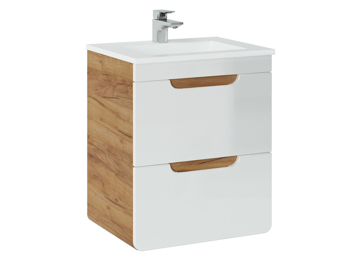 Aruba White Vanity Unit – Craft Oak / White Gloss | 40 & 50 cm | Build Your Bathroom