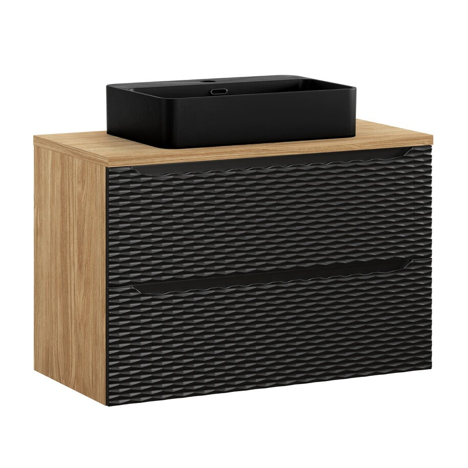 TRUST 2 Countertop Basin – Matt Black, 55×38 cm