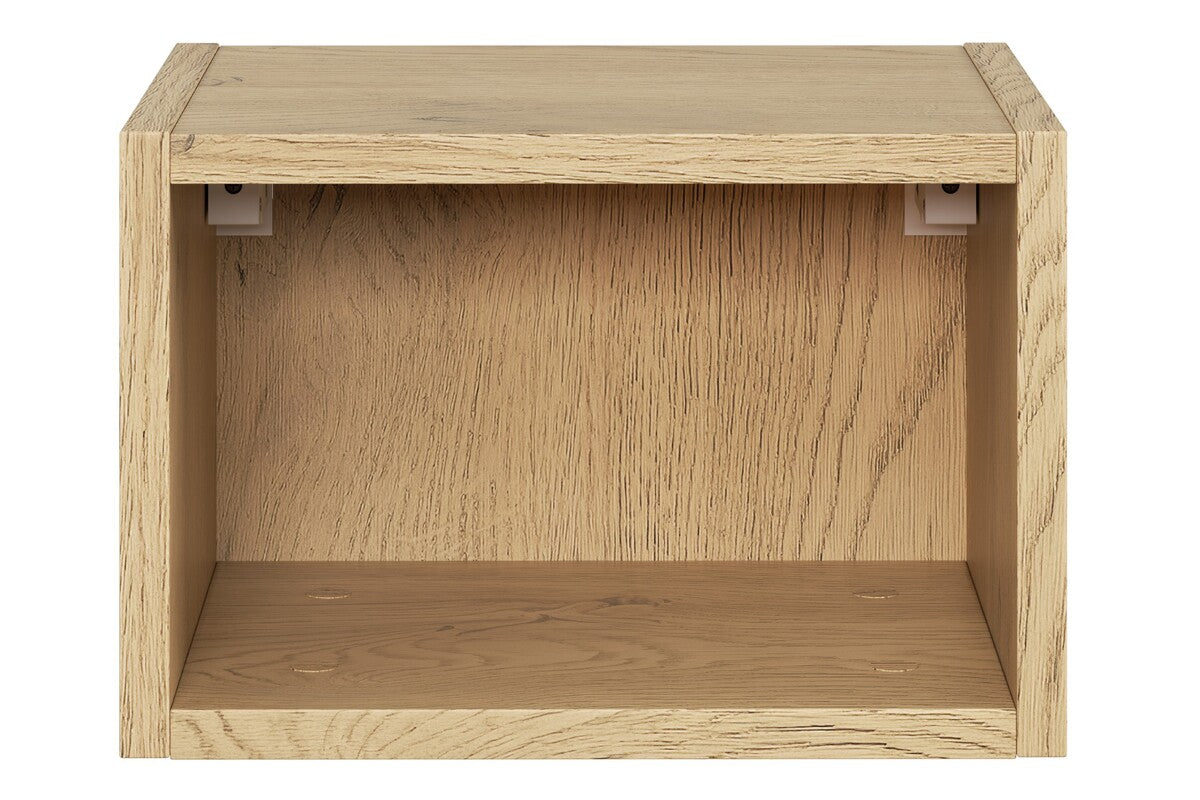 Aster White Wall-Hung Cabinet 1 Door + Cremona UN Open Shelf – White Matt / Oak, 30 cm Set