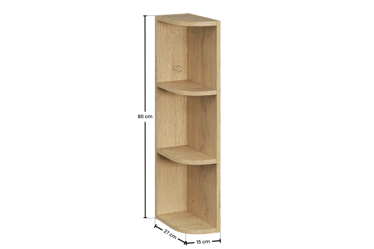2× Aster White Wall-Hung Cabinet 1 Door + 2× Cremona UN Corner Shelf – Aloes Matt / Oak, Vertical Set