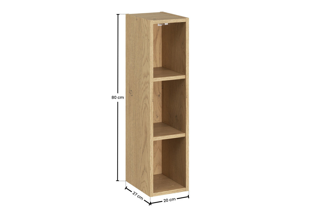 Aster White Wall-Hung Cabinet 1 Door + Cremona UN Open Shelf – White Matt / Oak, 50 cm Set