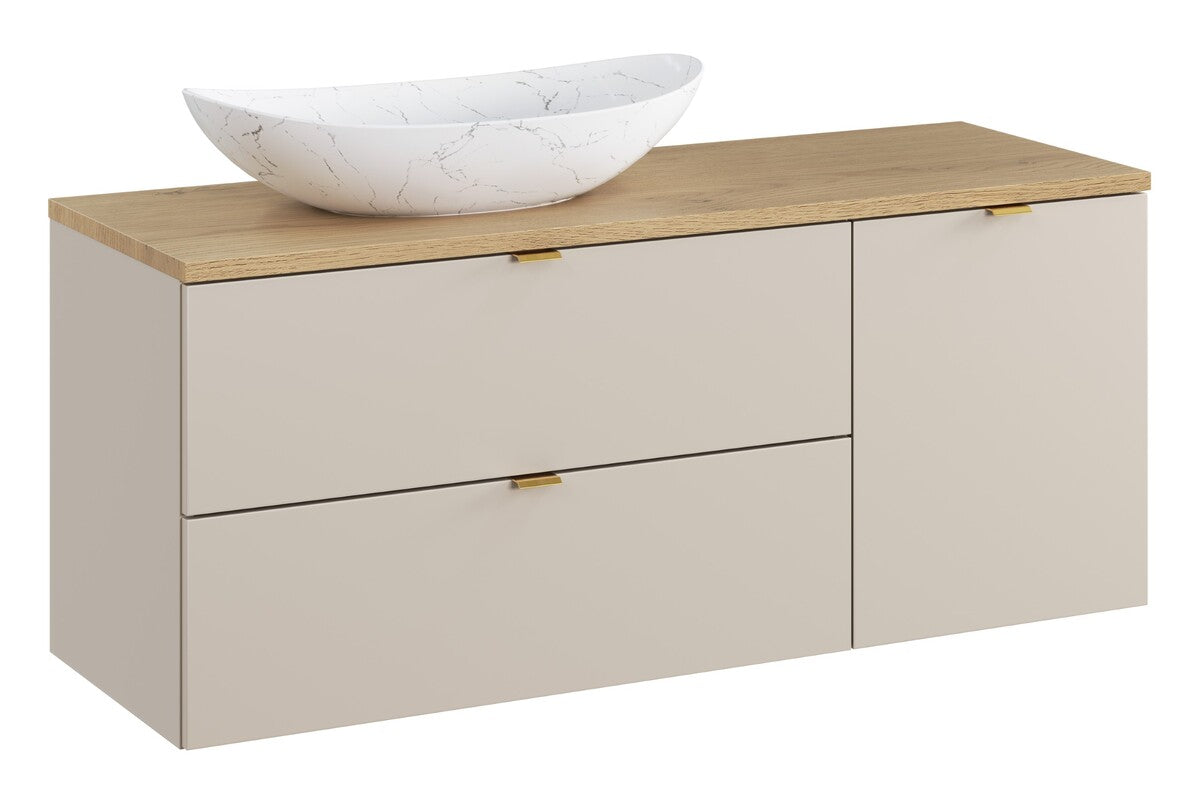 Lena Countertop Basin – Matt White Marble, 61.5 cm
