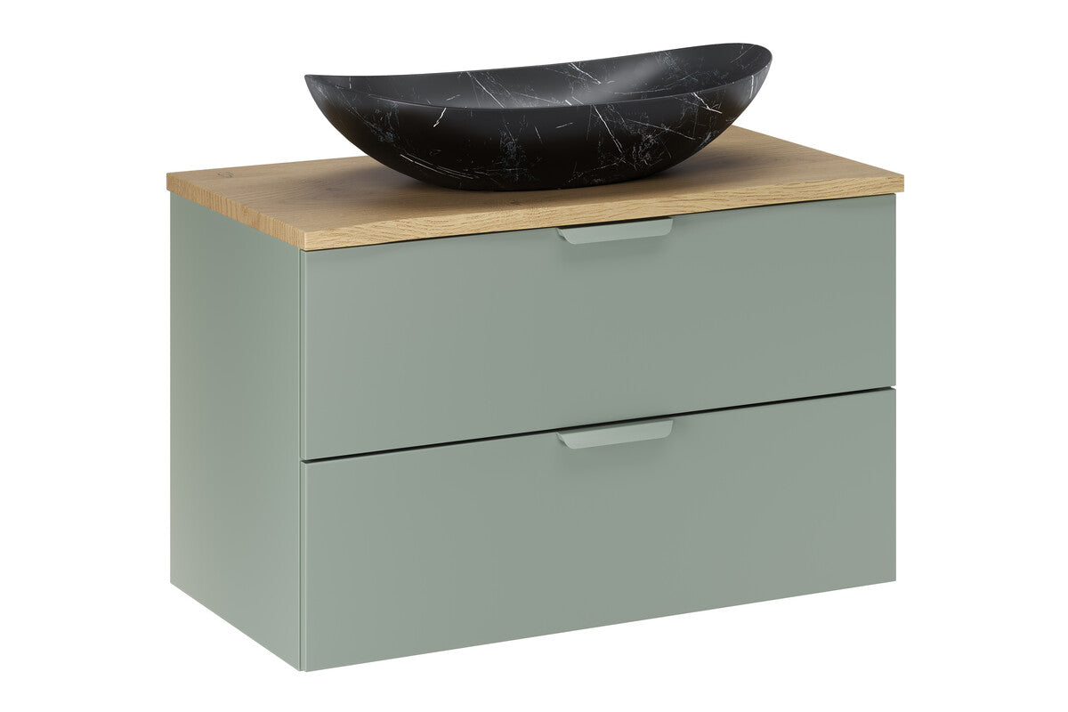Lena Countertop Basin – Matt Black Marble, 61.5 cm