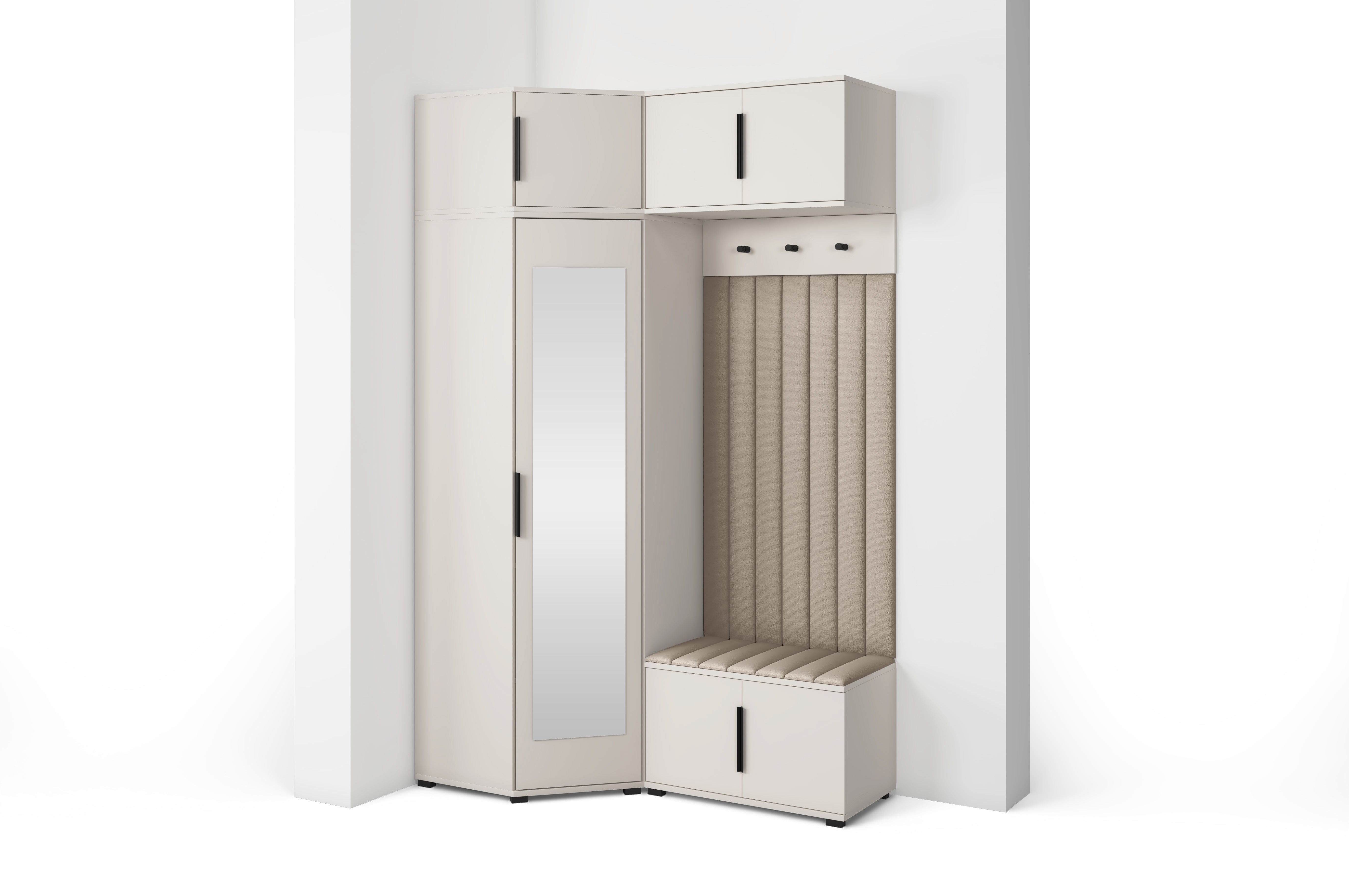PK Bianco 23 Hallway Wardrobe Set - Upholstered Panels in Various Colours