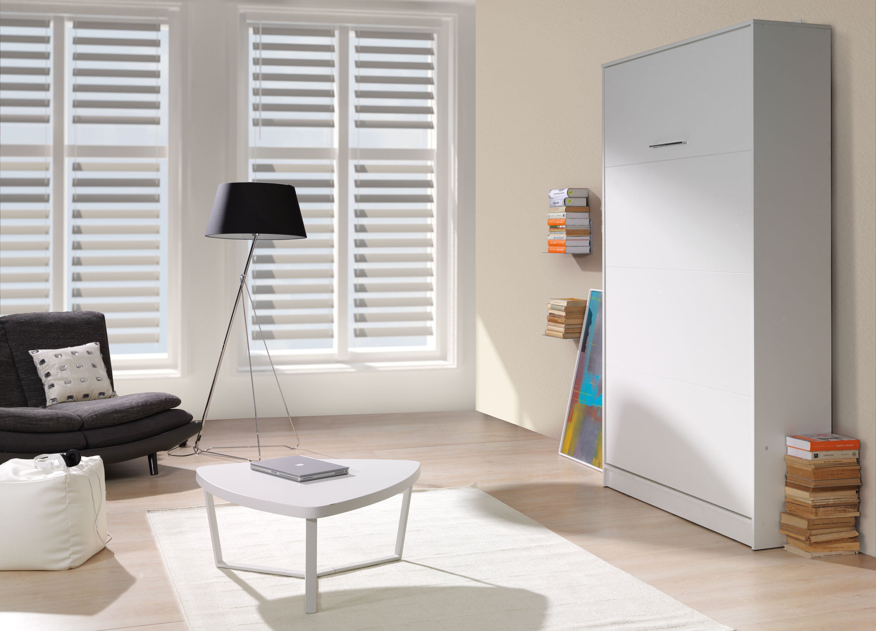 NE Murphy Bed Vertical Basic White Matt 90,120,140 x 200 cm