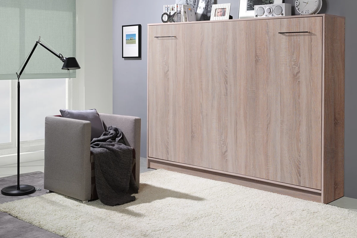 NE Murphy Bed Horizontal Sonoma Oak 90,120 or 140 x 200 cm