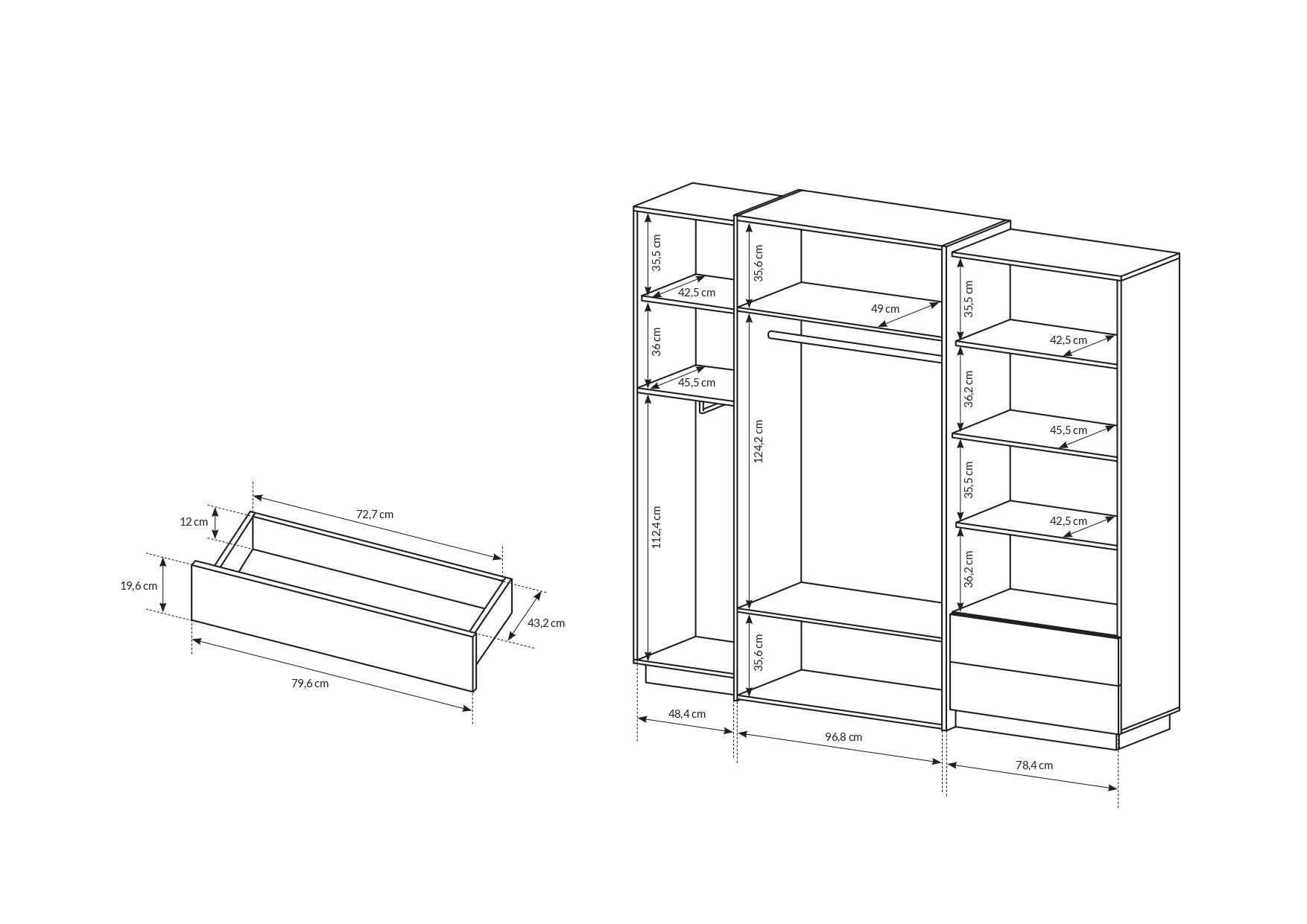 Lask 3D – Wardrobe 230 cm | White & Craft Oak