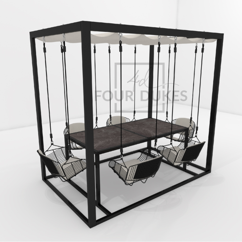 Four Dukes 6-Seater Swing Table Set - Metal Swings