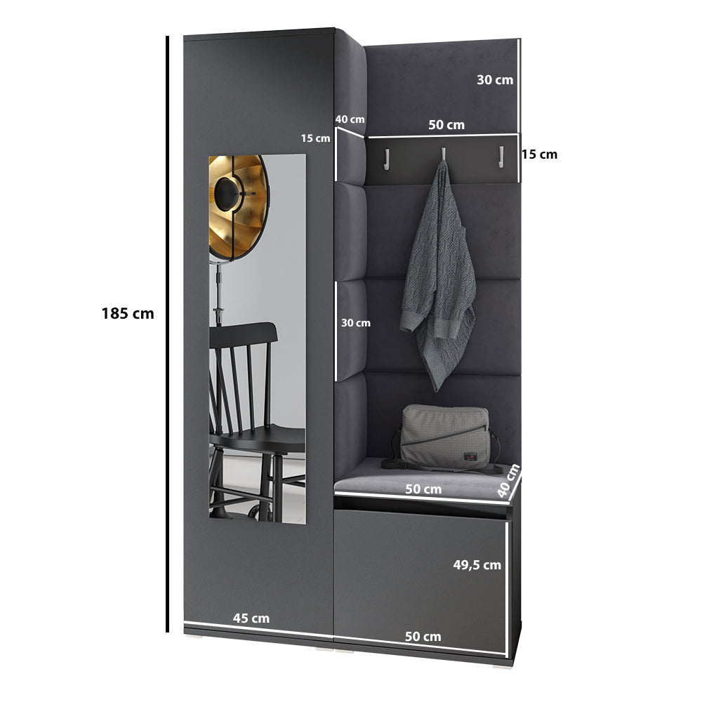 PK Emi 13 Hallway Wardrobe Sonoma - Upholstered Panels in Various Colours