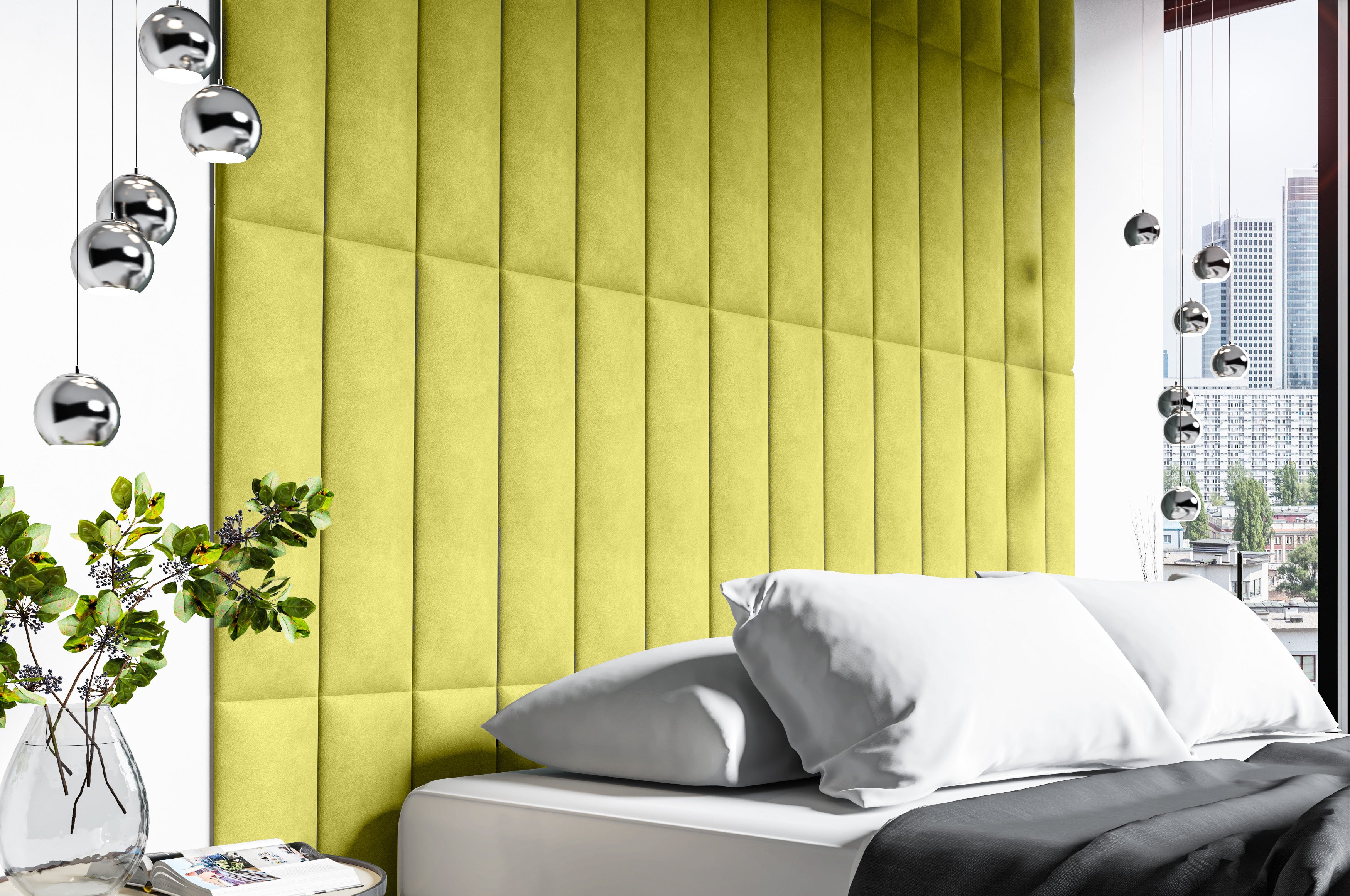 Upholstered Wall Panels 60x15 cm