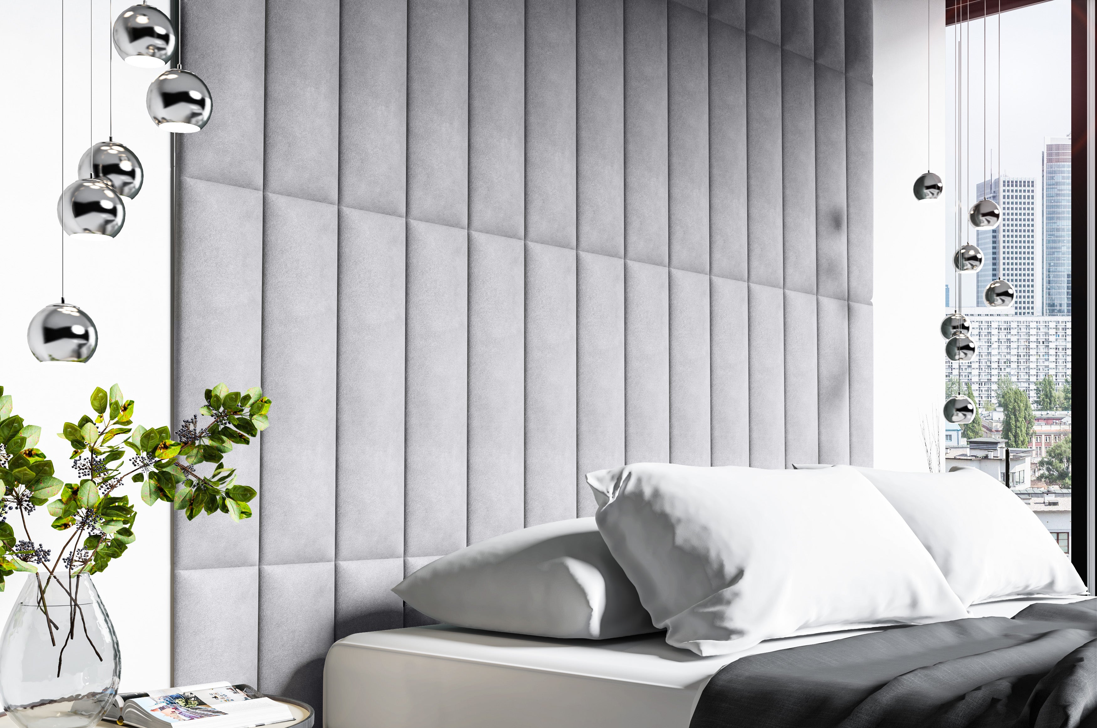 Upholstered Wall Panels 60x15 cm
