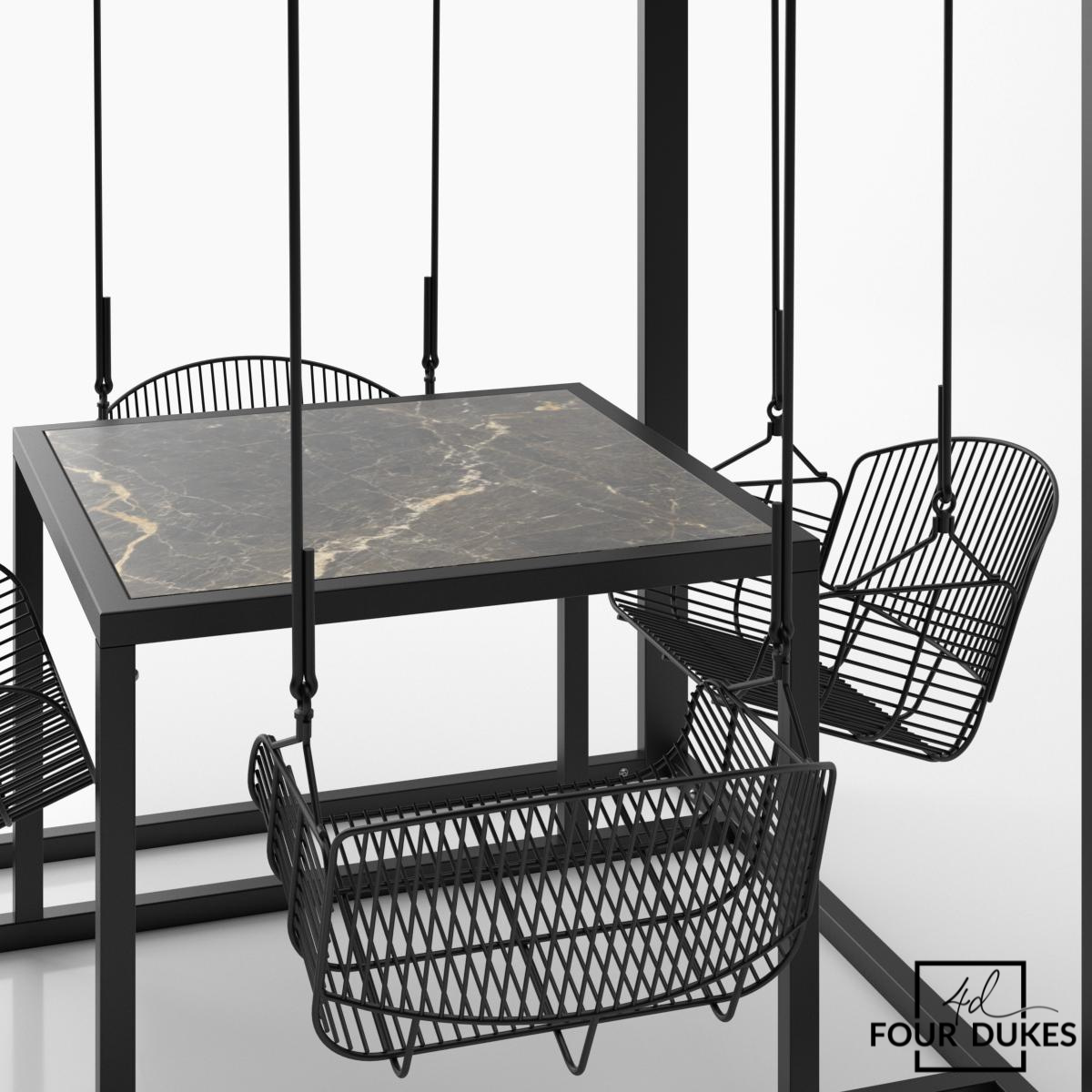 FOUR DUKES 4-Seater Hybrid Table and Metal Swings