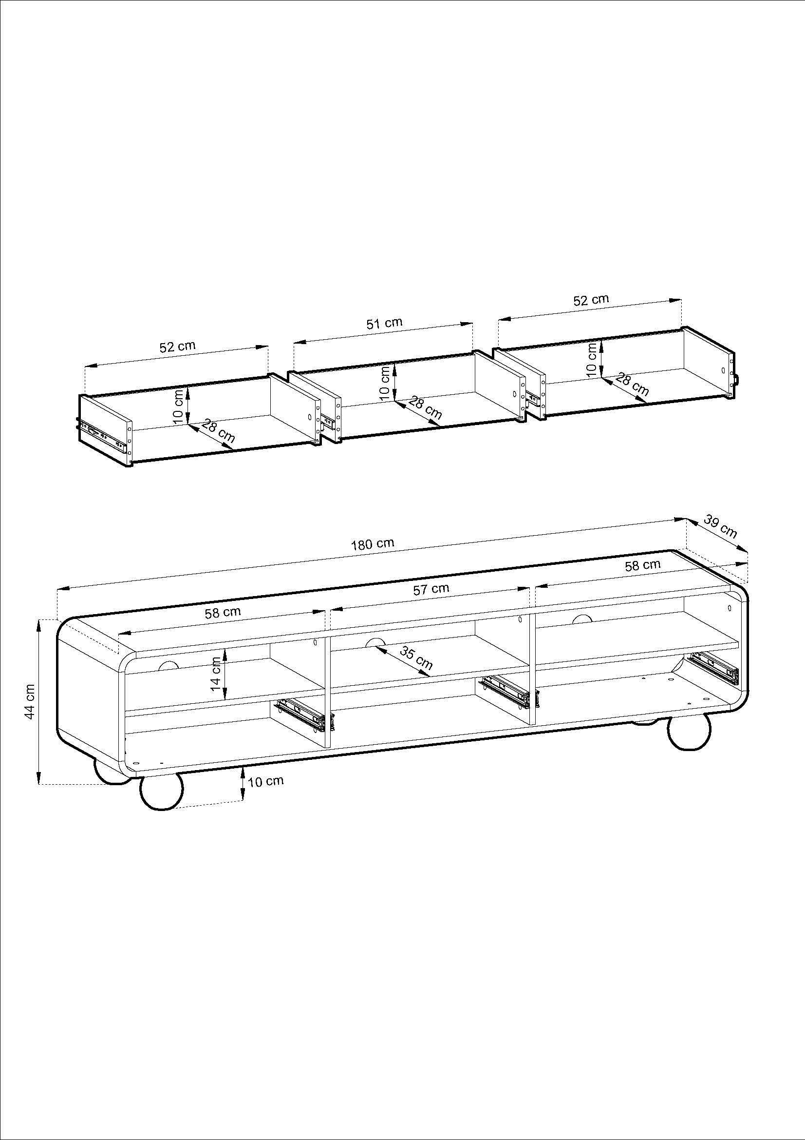 PI ALBION-TV Stand 180 cm- Cashmere