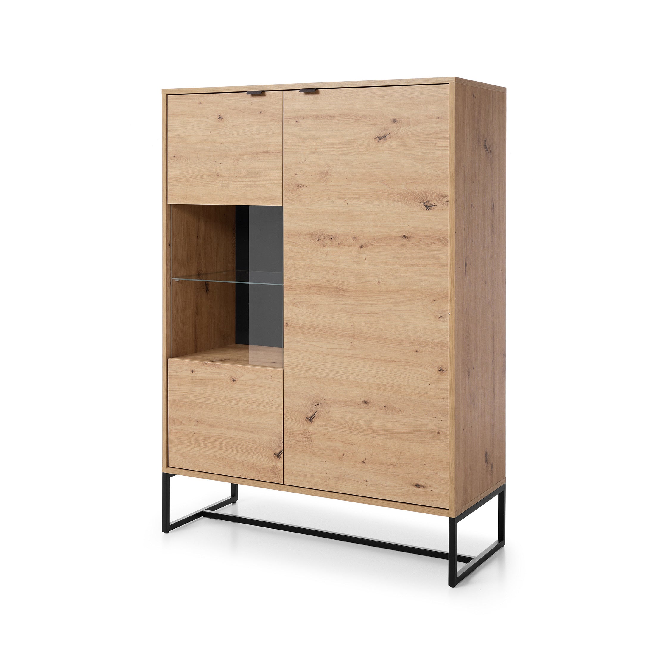 Amber Cabinet 93 - Storage Cabinet with Two Doors and Glass Cabinet Display