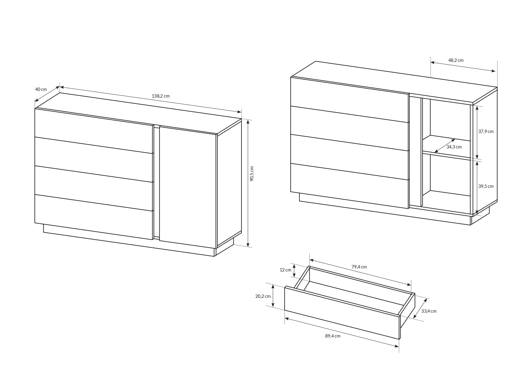 Lask Arco White – Chest of Drawers 138