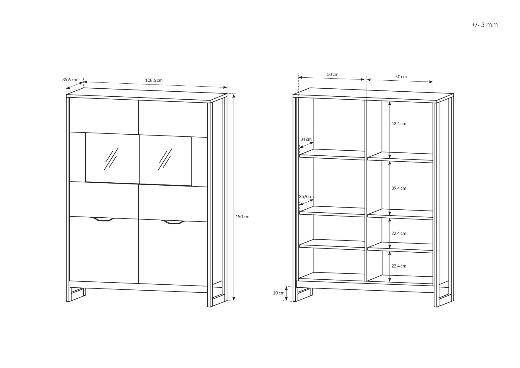 Lask ARDEN Display Cabinet – 108.6 x 39.6 x 150 cm