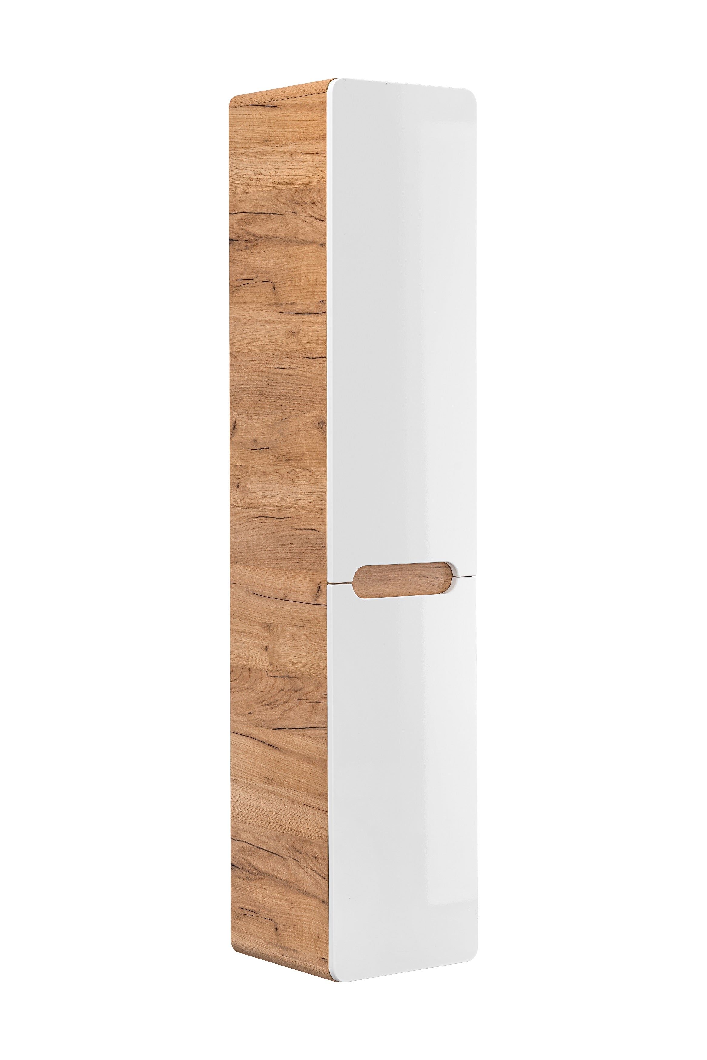 Aruba White 804 FSC – Tall Cabinet 2 Doors, White Gloss / Craft Oak, 35x170x35 cm