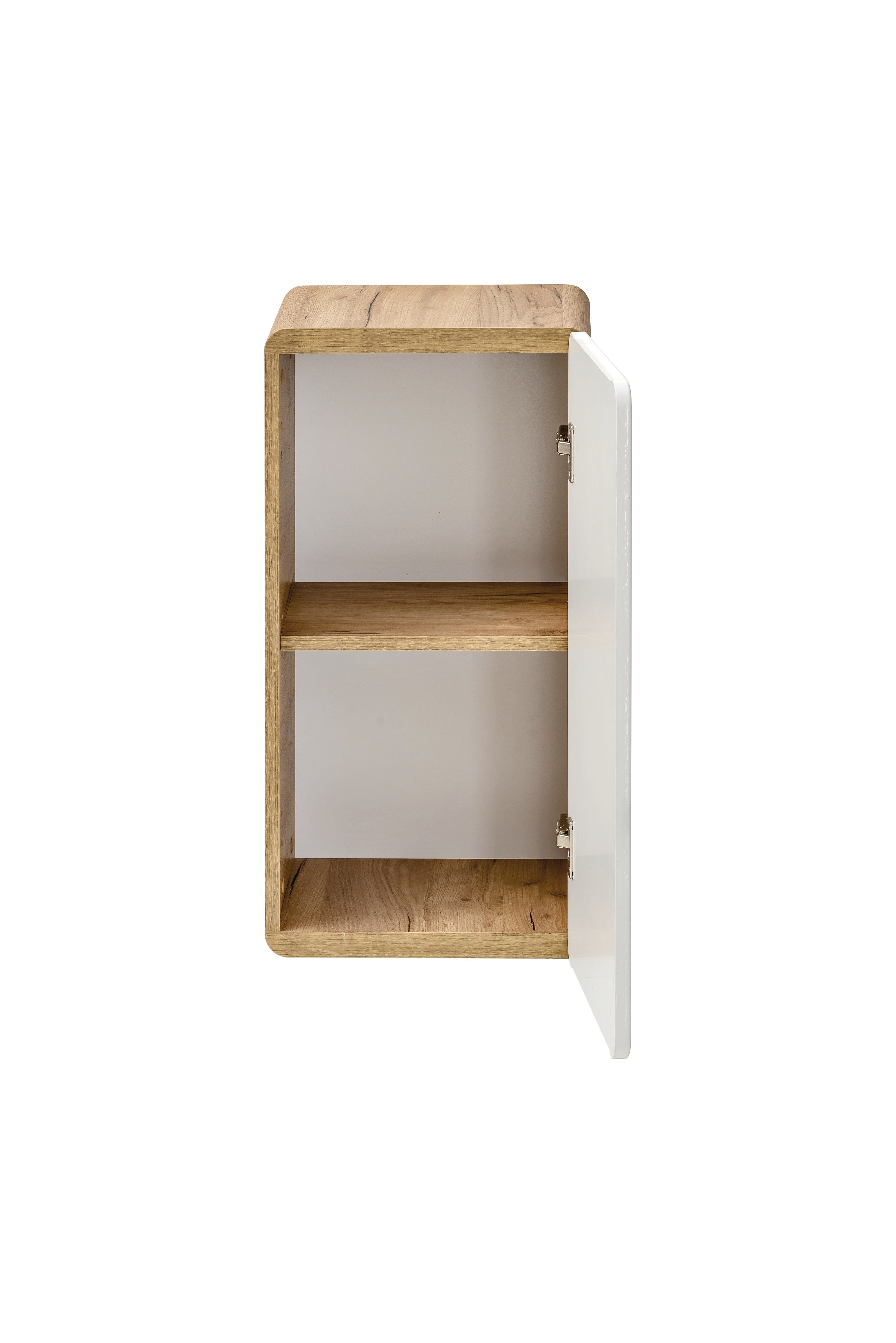 Aruba White 810 FSC – Side Cabinet 1 Door, White Gloss / Craft Oak, 35x68x32 cm
