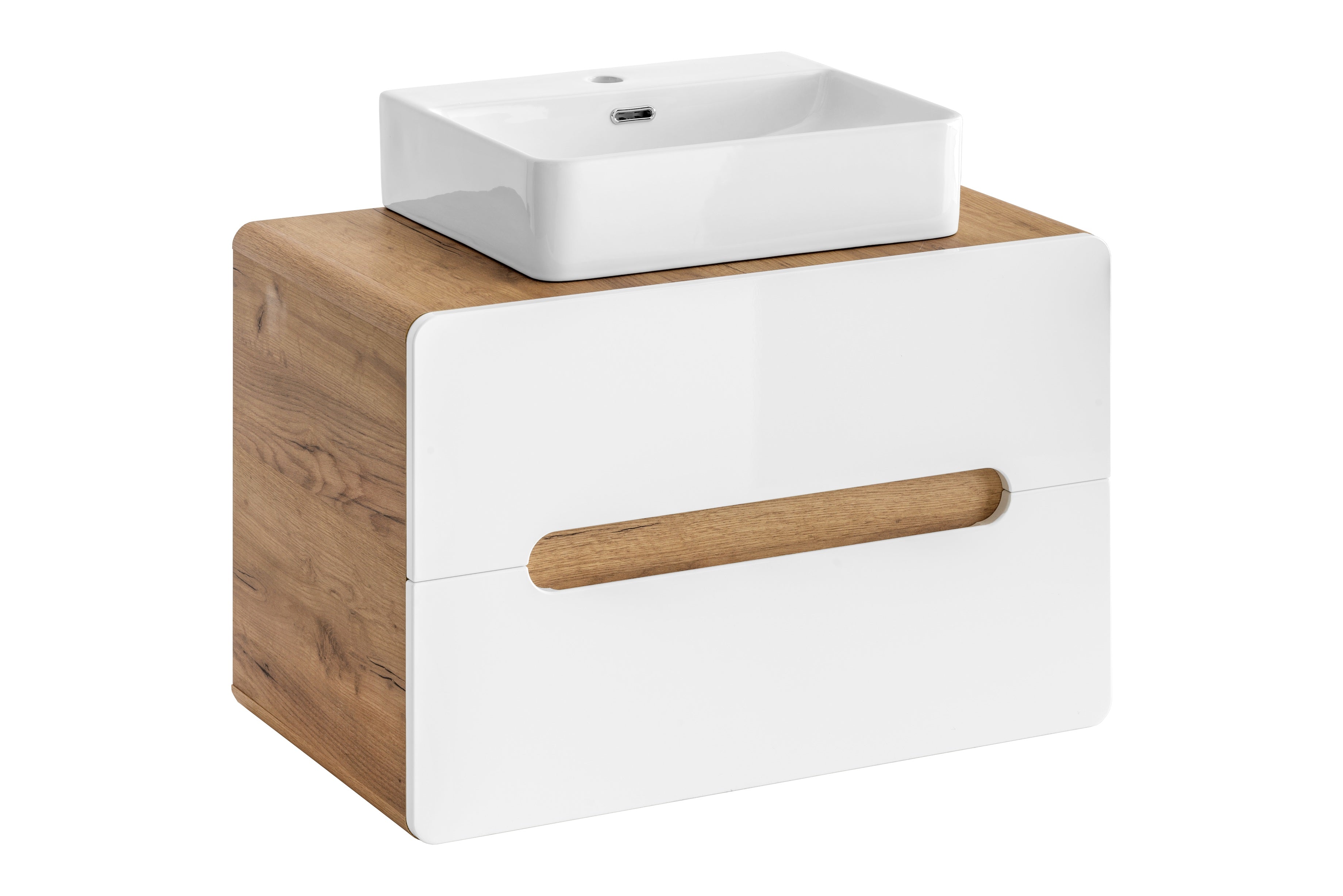 Aruba White Vanity Unit 80 cm – Craft Oak / White Gloss | Build Your Bathroom