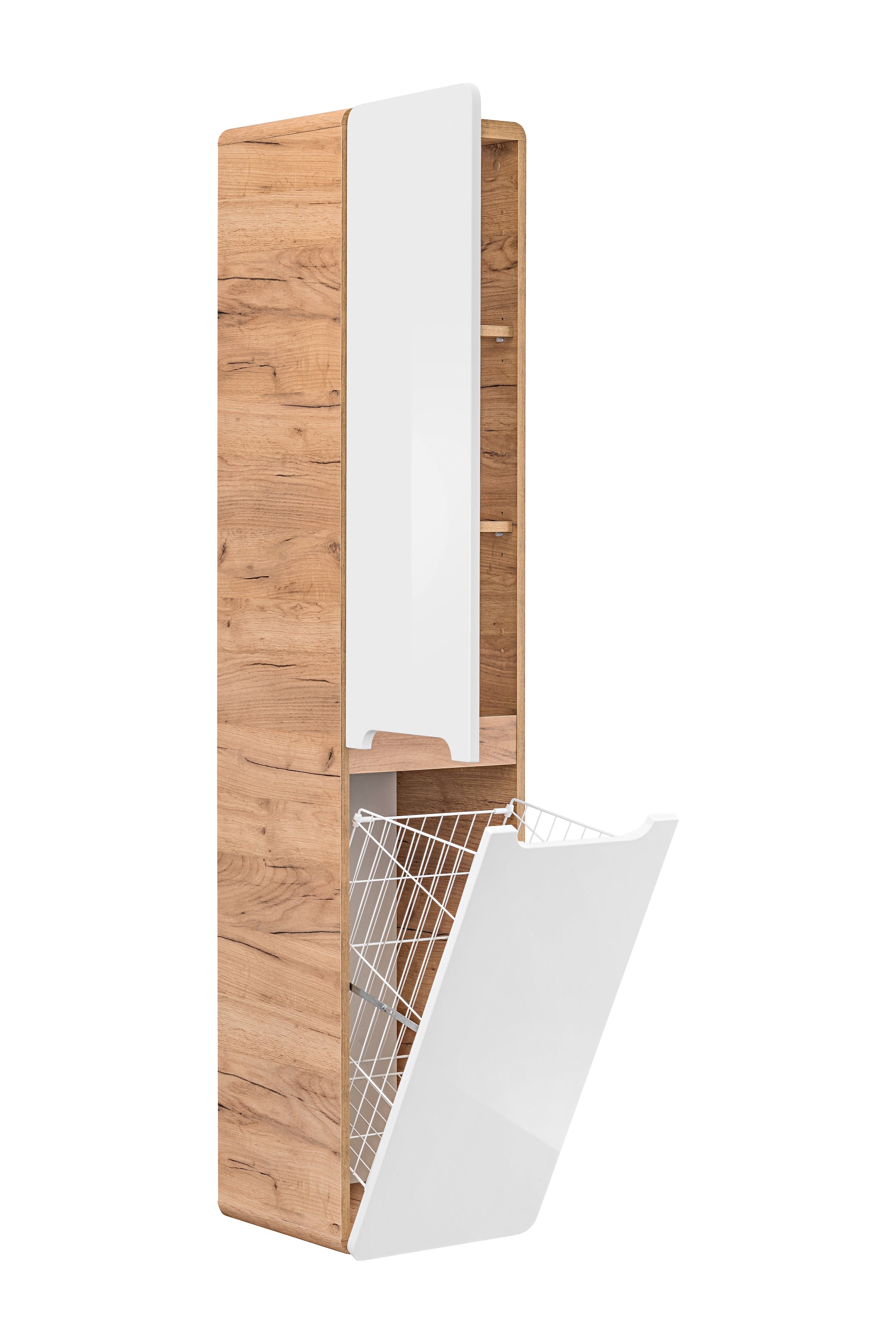Aruba White 804 FSC – Tall Cabinet 2 Doors, White Gloss / Craft Oak, 35x170x35 cm