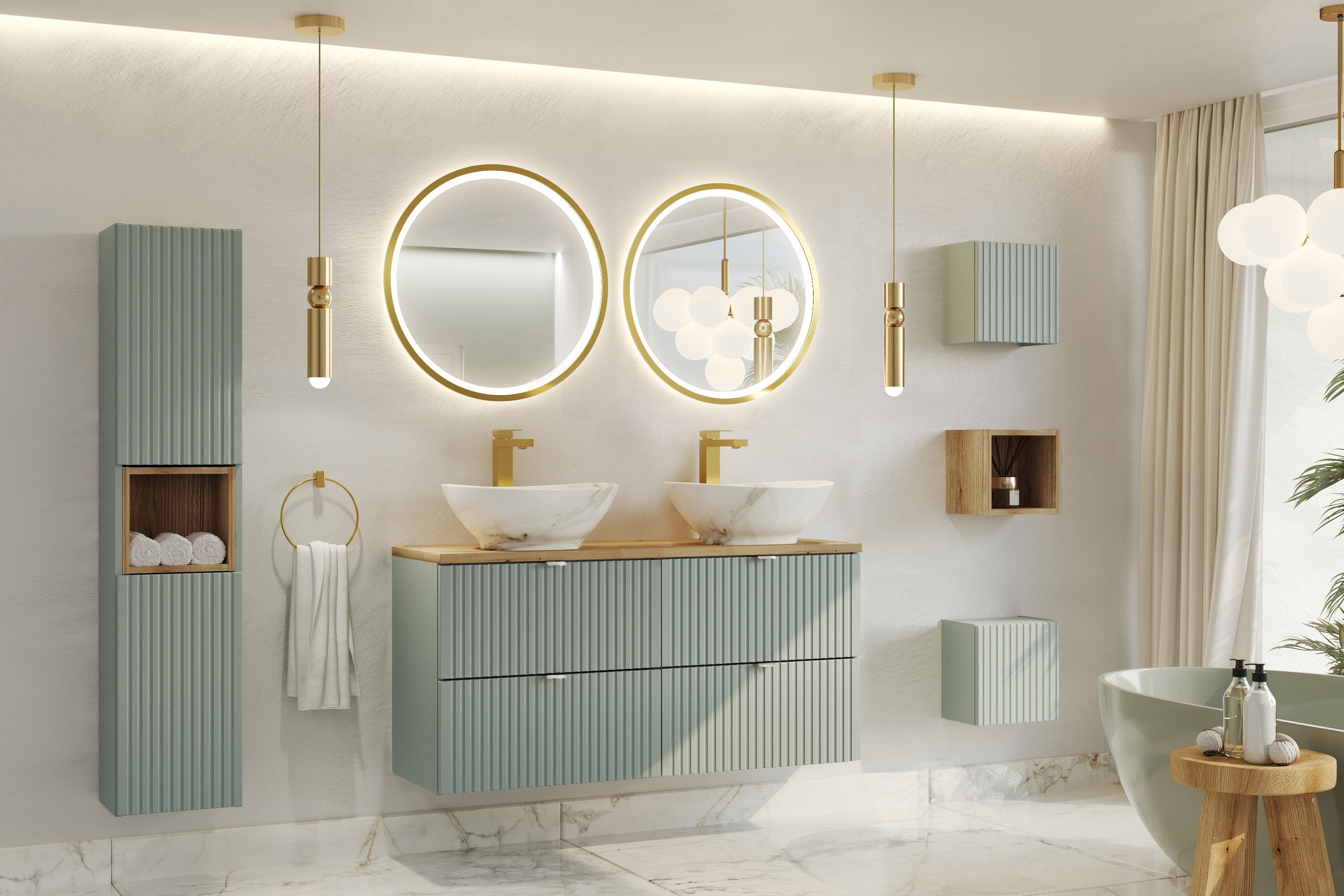 Line Reed Qubik Wall Cabinet 1 Door – Reed Green, 30 cm