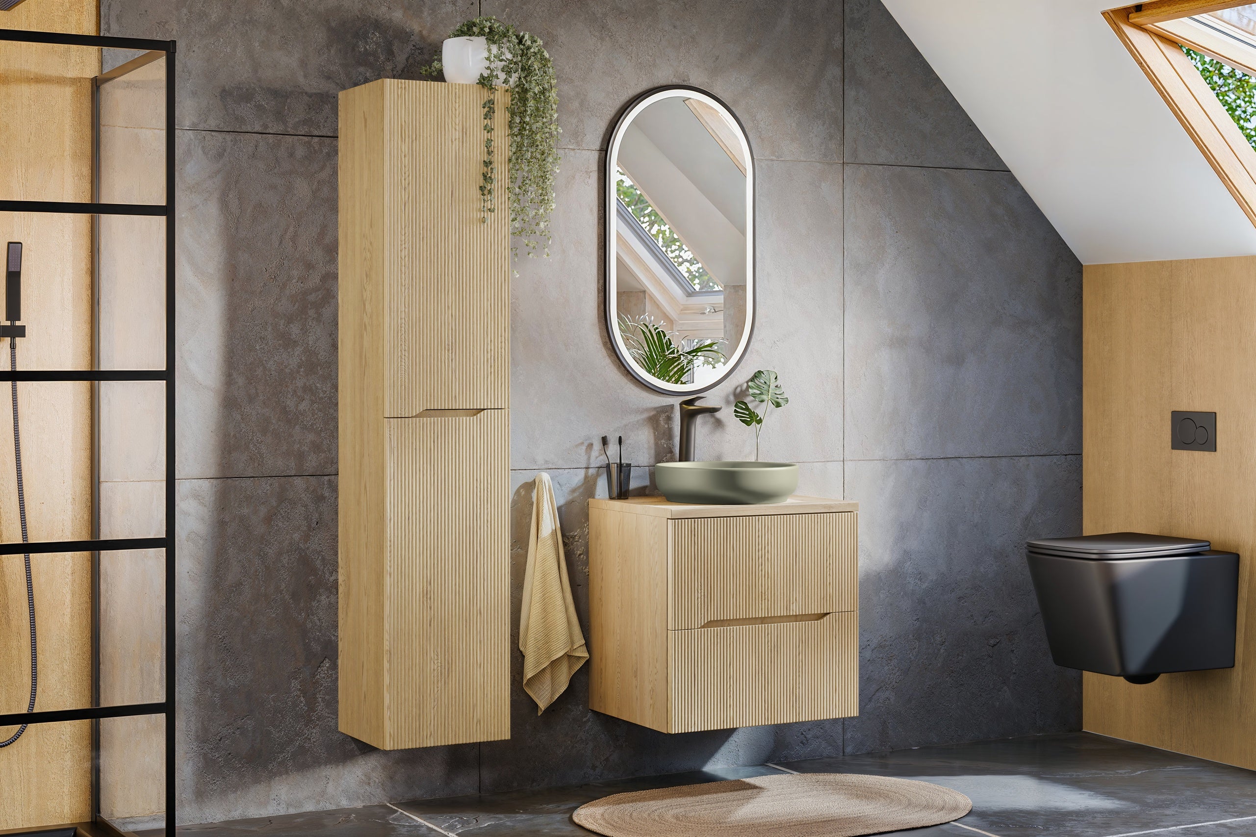 Nordic Cremona Tall Cabinet 2 Doors – Cremona Oak, 35x33.5x170 cm
