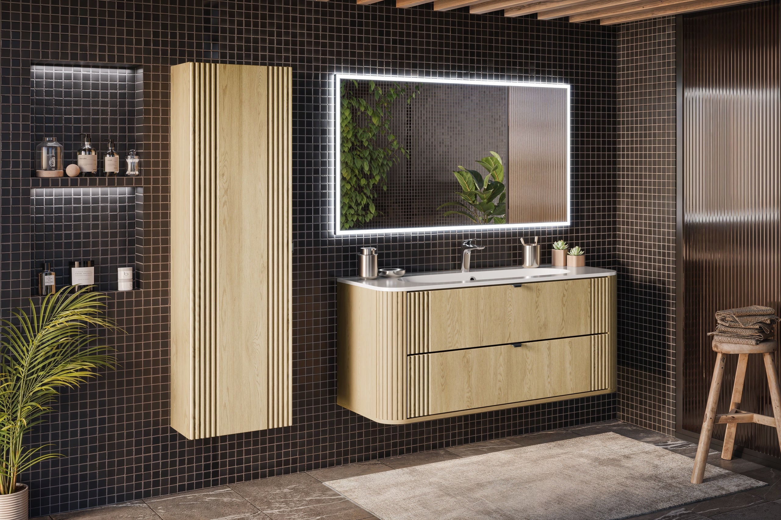 Ovalia Cremona Vanity Unit 80 / 100 / 120 cm  – Cremona Oak, 2 Drawers – Configure Your Bathroom
