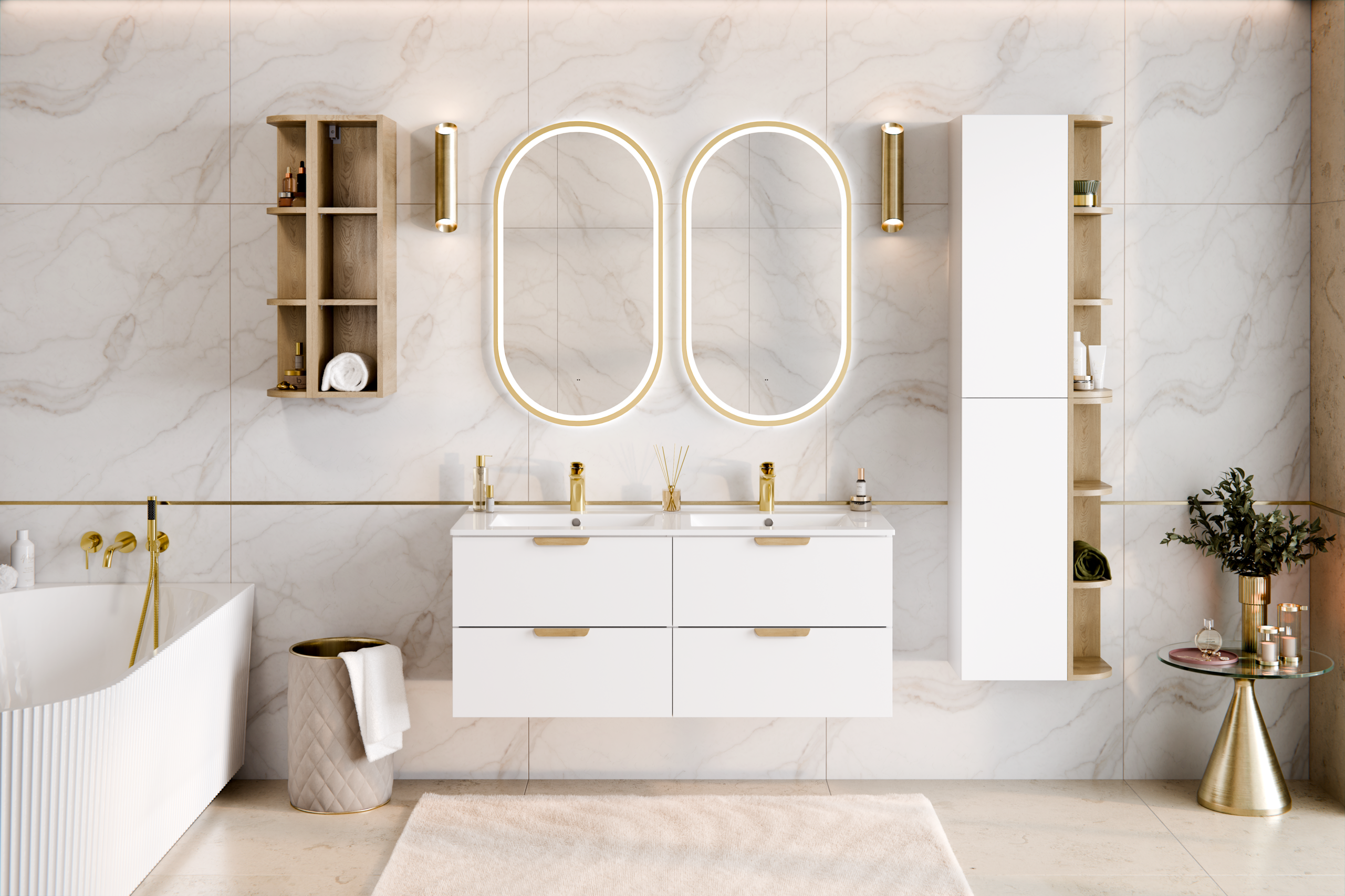Aster White Wall-Hung Cabinet 1 Door – White Matt, 30 cm