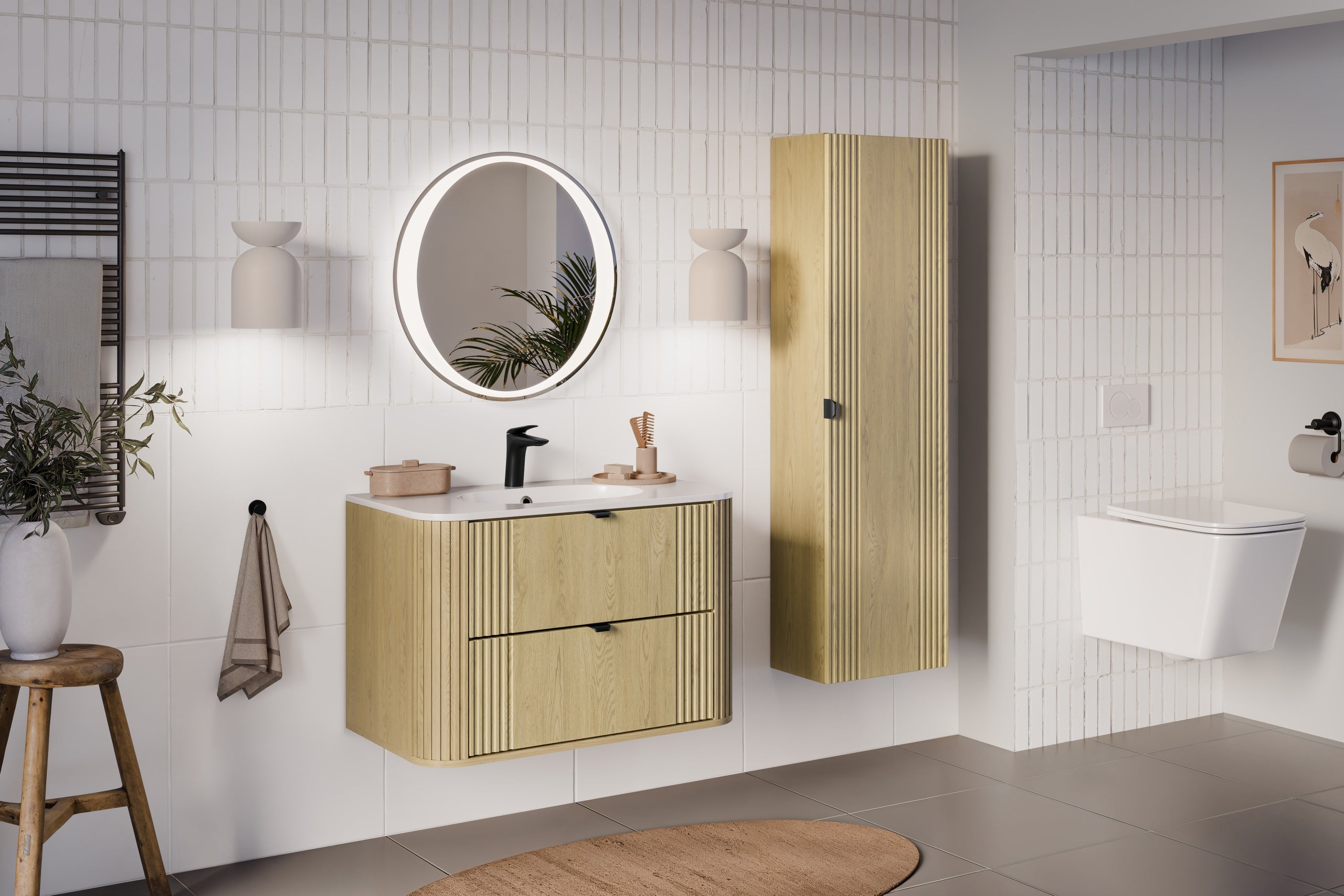 Ovalia Cremona Vanity Unit 80 / 100 / 120 cm  – Cremona Oak, 2 Drawers – Configure Your Bathroom