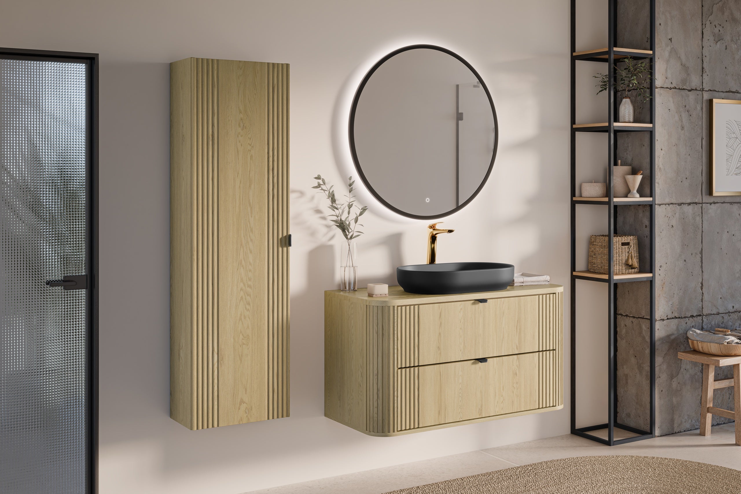 Ovalia Cremona Vanity Unit 80 / 100 / 120 cm  – Cremona Oak, 2 Drawers – Configure Your Bathroom
