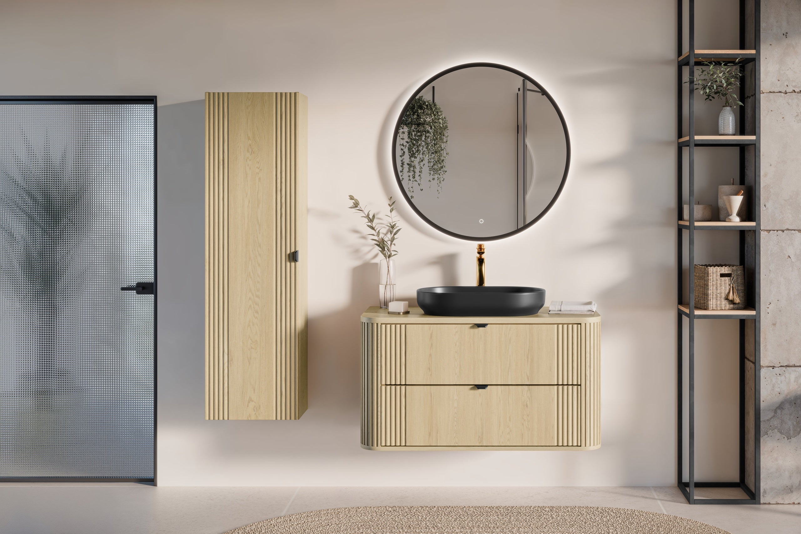 Ovalia Cremona Vanity Unit 80 / 100 / 120 cm  – Cremona Oak, 2 Drawers – Configure Your Bathroom