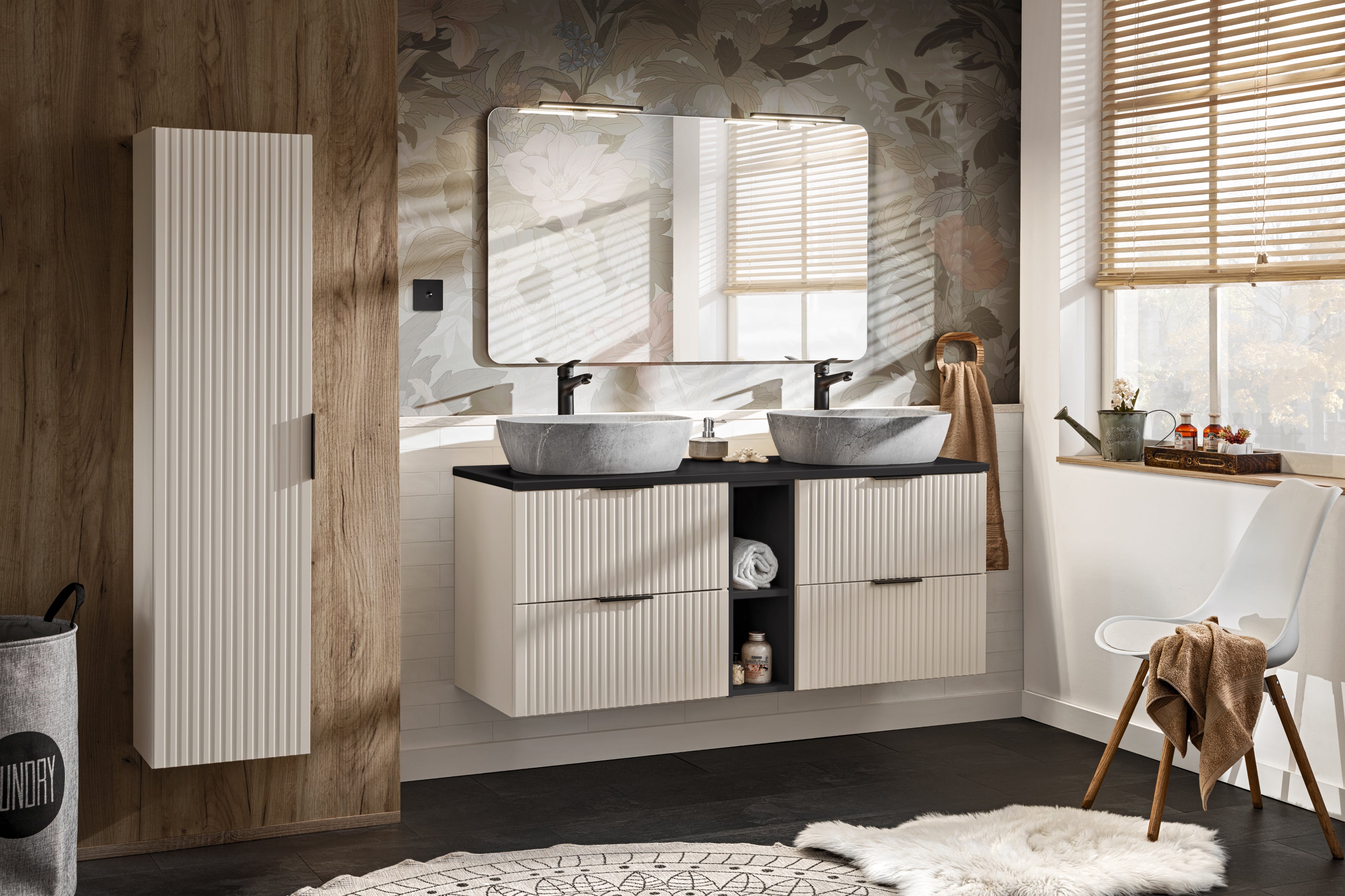 Adel Cashmere Tall Cabinet 1 Door – Cashmere, 35x25x140 cm