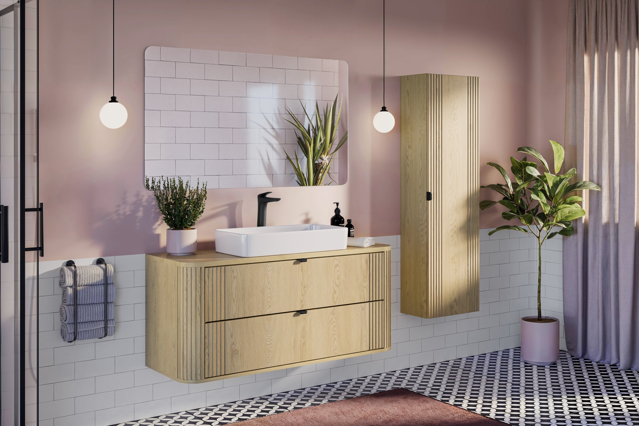 Ovalia Cremona Vanity Unit 80 / 100 / 120 cm  – Cremona Oak, 2 Drawers – Configure Your Bathroom
