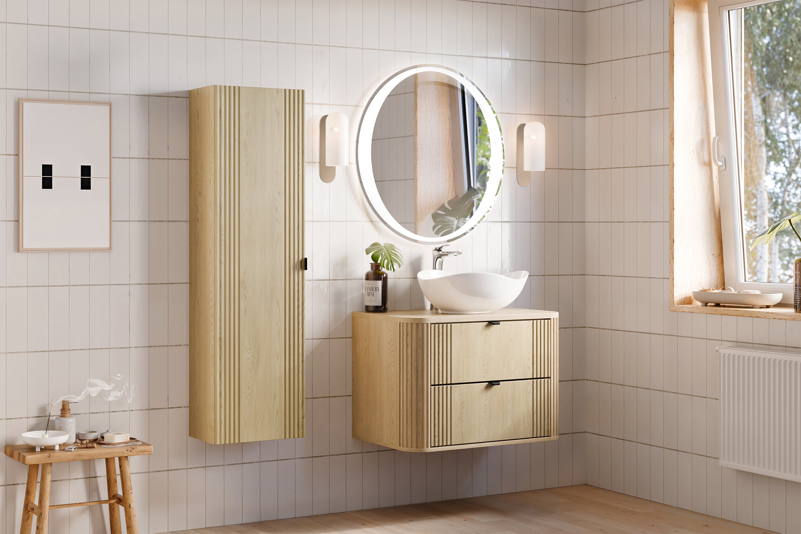 Ovalia Cremona Vanity Unit 80 / 100 / 120 cm  – Cremona Oak, 2 Drawers – Configure Your Bathroom