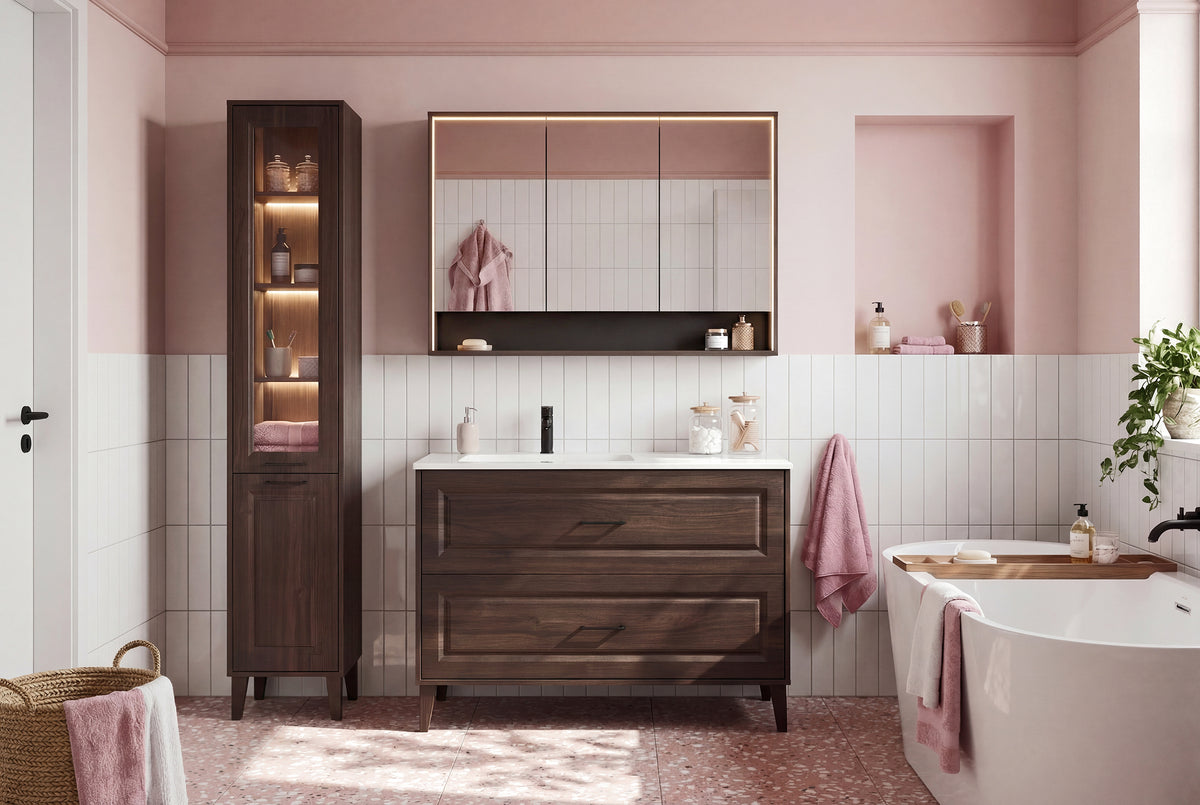 Dorothy Ristretto Tall Cabinet 2 Doors – Ristretto Oak, 40x35x205 cm