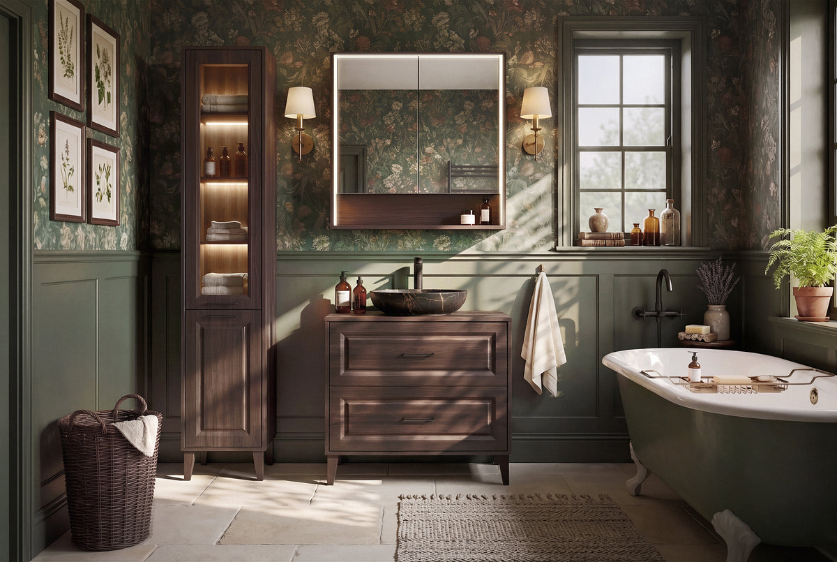 Dorothy Ristretto Tall Cabinet 2 Doors – Ristretto Oak, 40x35x205 cm