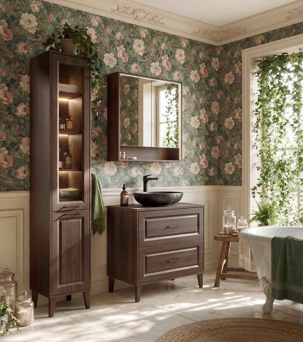 Dorothy Ristretto Tall Cabinet 2 Doors – Ristretto Oak, 40x35x205 cm