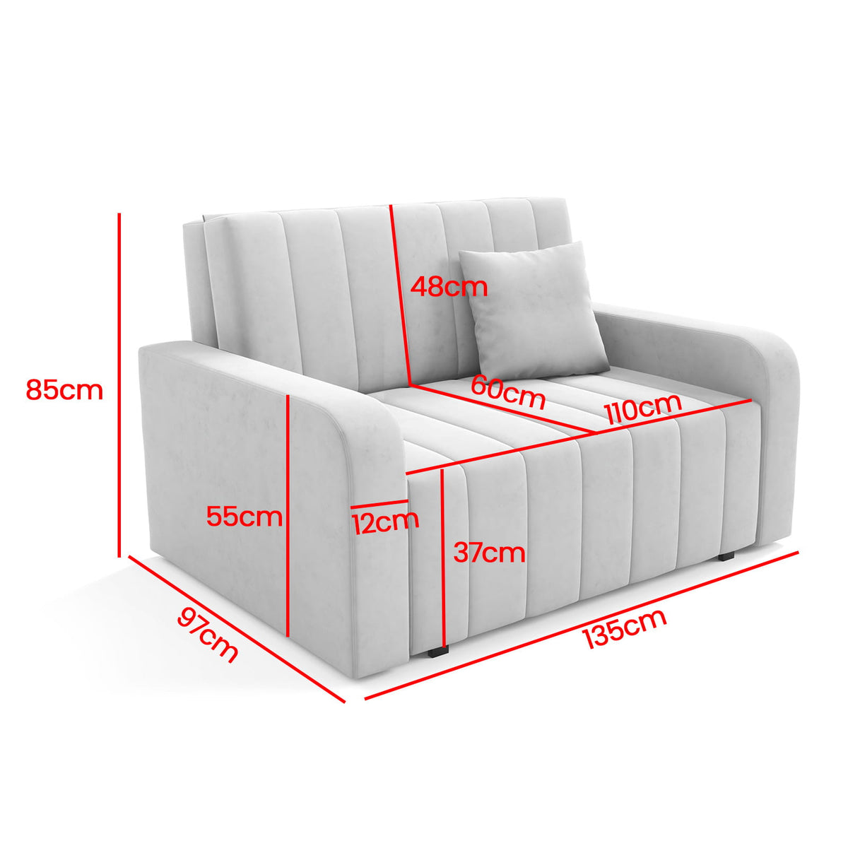 Marko II Sofa Bed – 2-Seater with Storage- 110 cm
