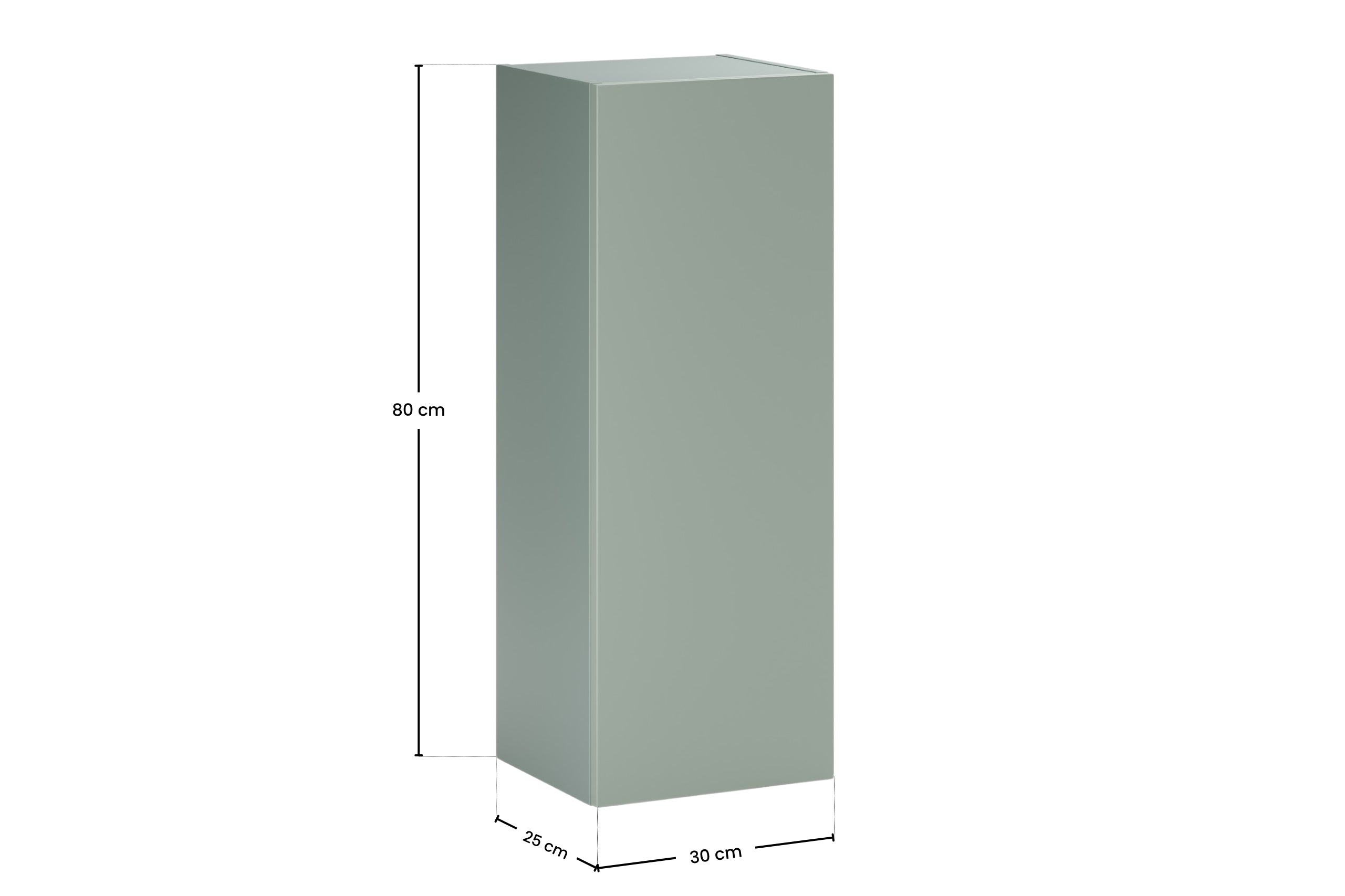 2× Aster Green Wall-Hung Cabinet 1 Door + 2× Cremona UN Open Shelf – Aloes Matt / Oak, Vertical Set