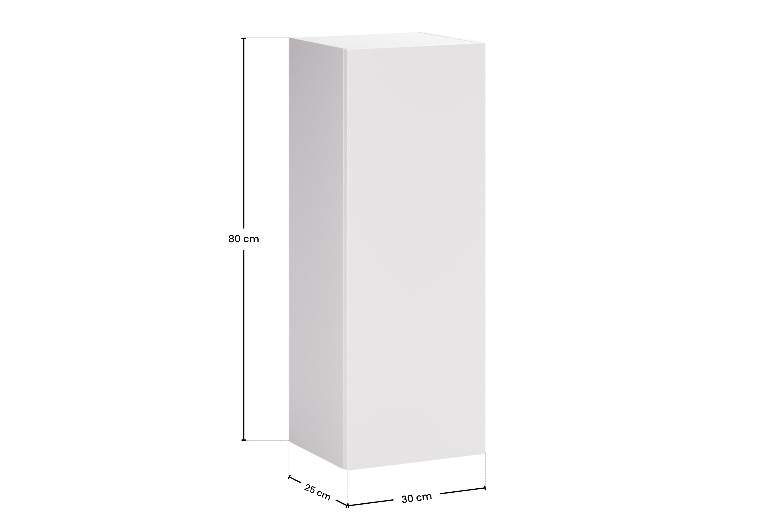 Aster White wall-hung cabinet 1 door 80cm – dimensions: 80×30×25 cm