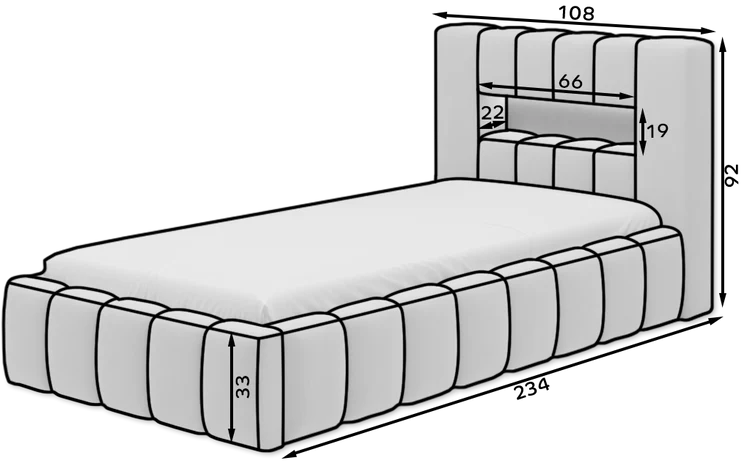 Eltap Lamica I Single Bed with Colour Options- 90 x 200 cm