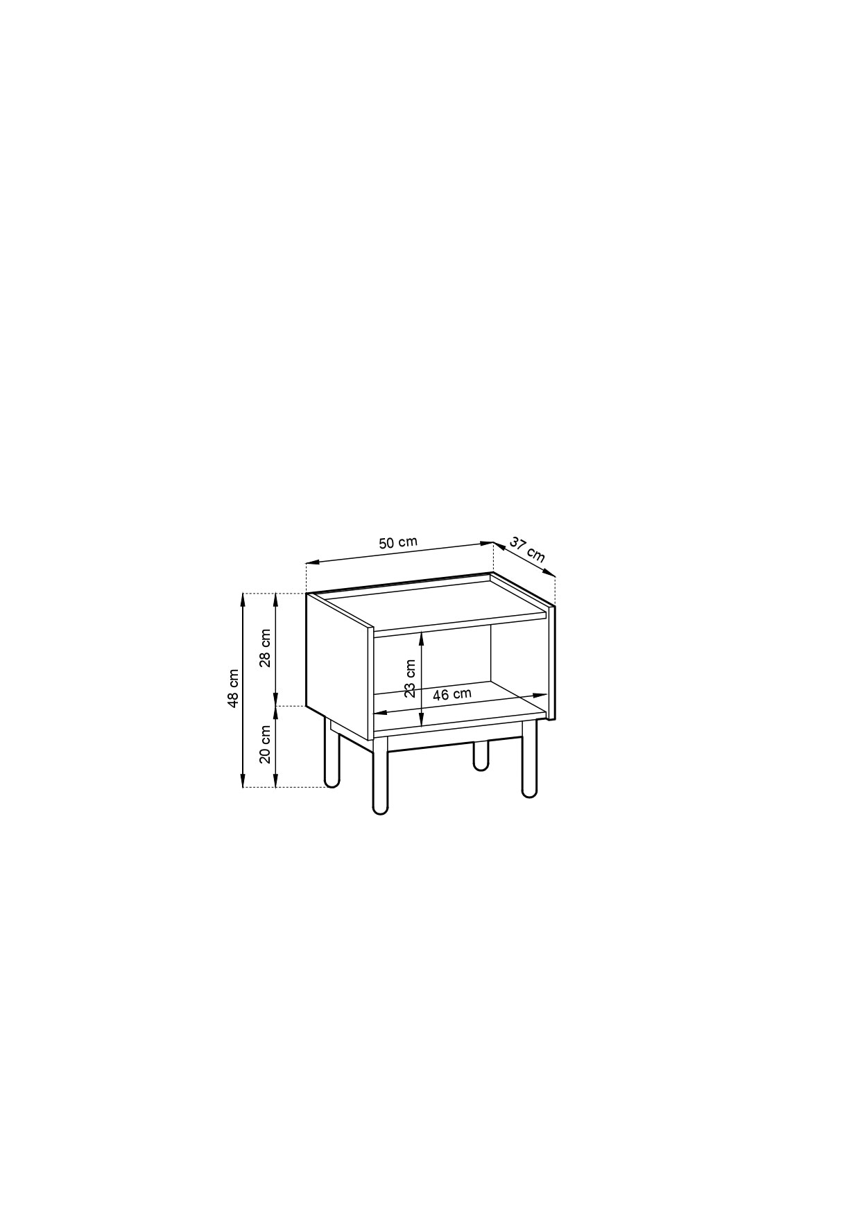 PI Boho Bedside Table S50  – Riviera Oak