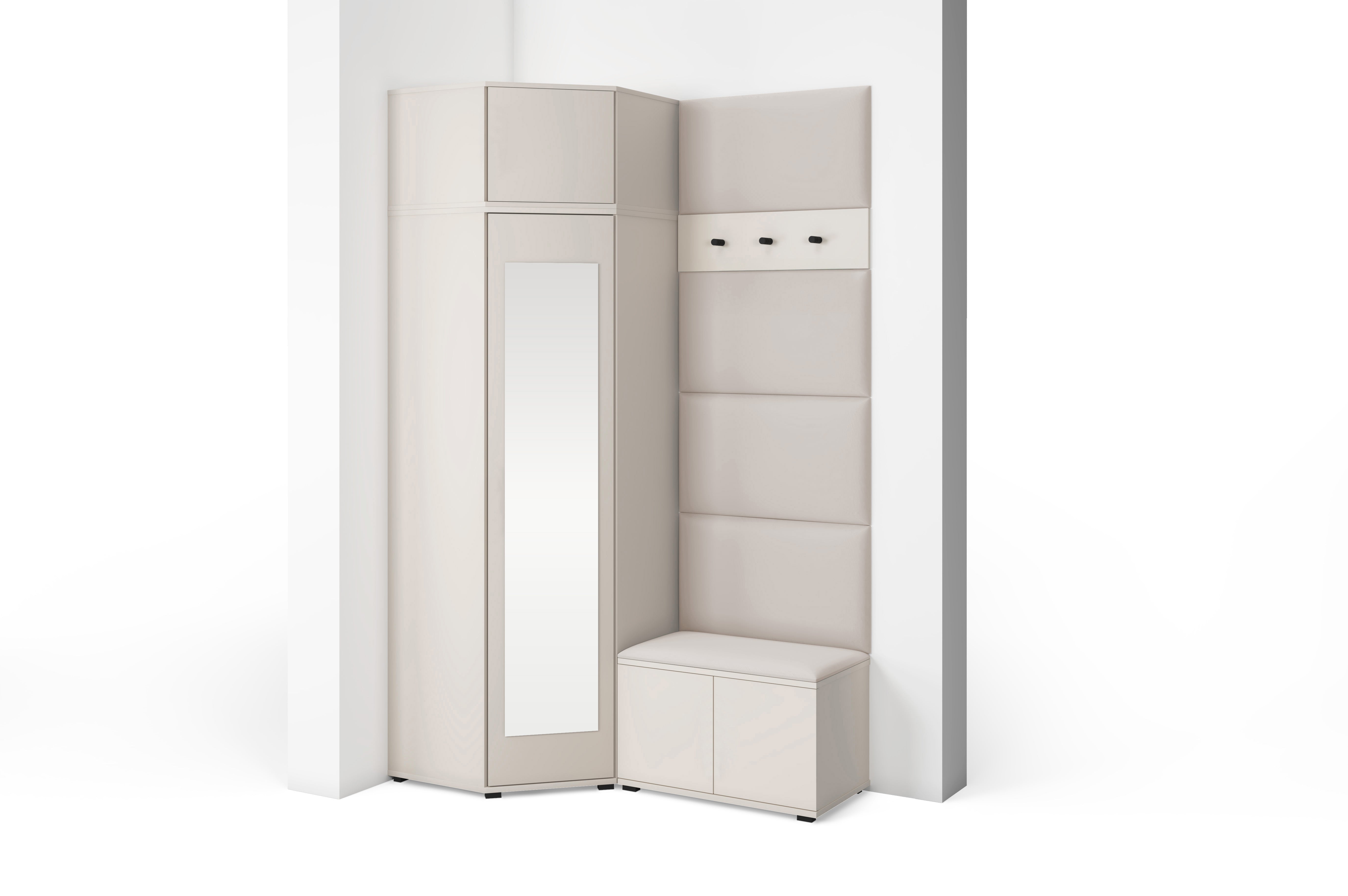 PK Bianco 18 Hallway Wardrobe Set - Upholstered Panels in Various Colours