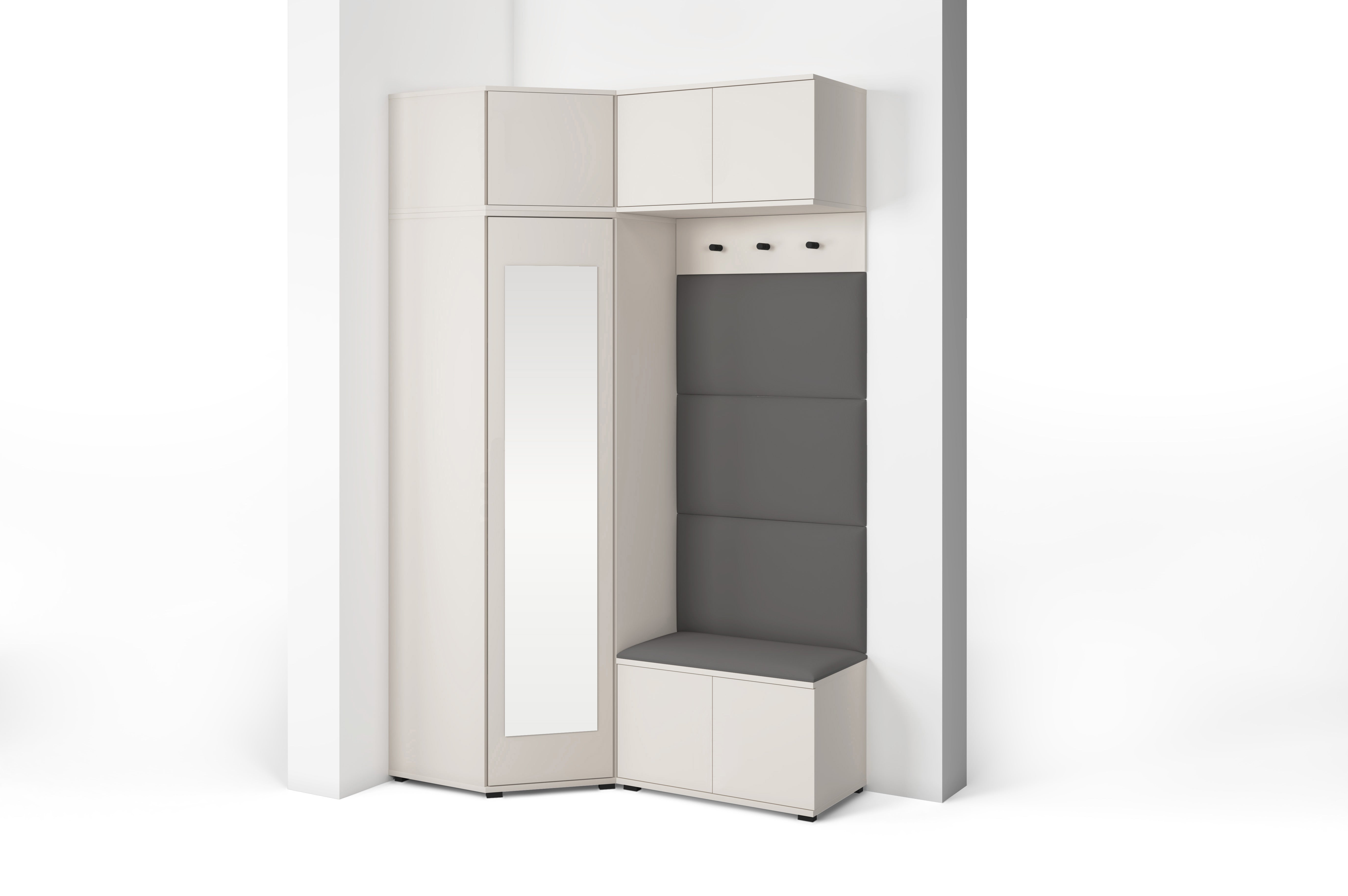 PK Bianco 19 Hallway Wardrobe Set - Upholstered Panels in Various Colours